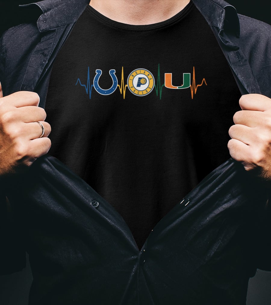 Love Colts Pacers U Heartbeat T-Shirt