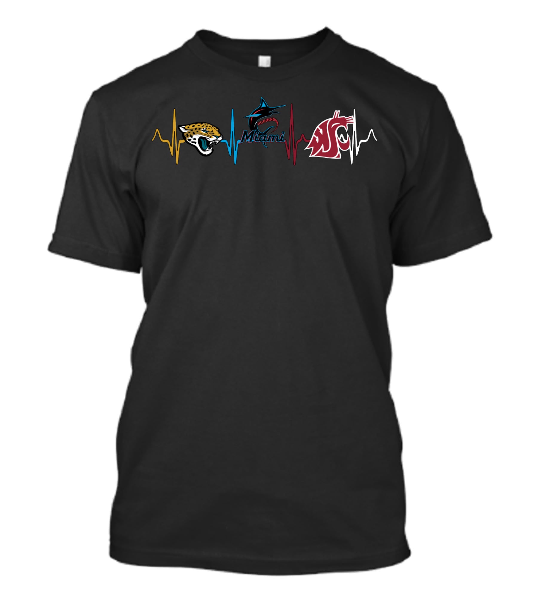 Love Jaguars Miami Marlins Wsc Heartbeat T-Shirt