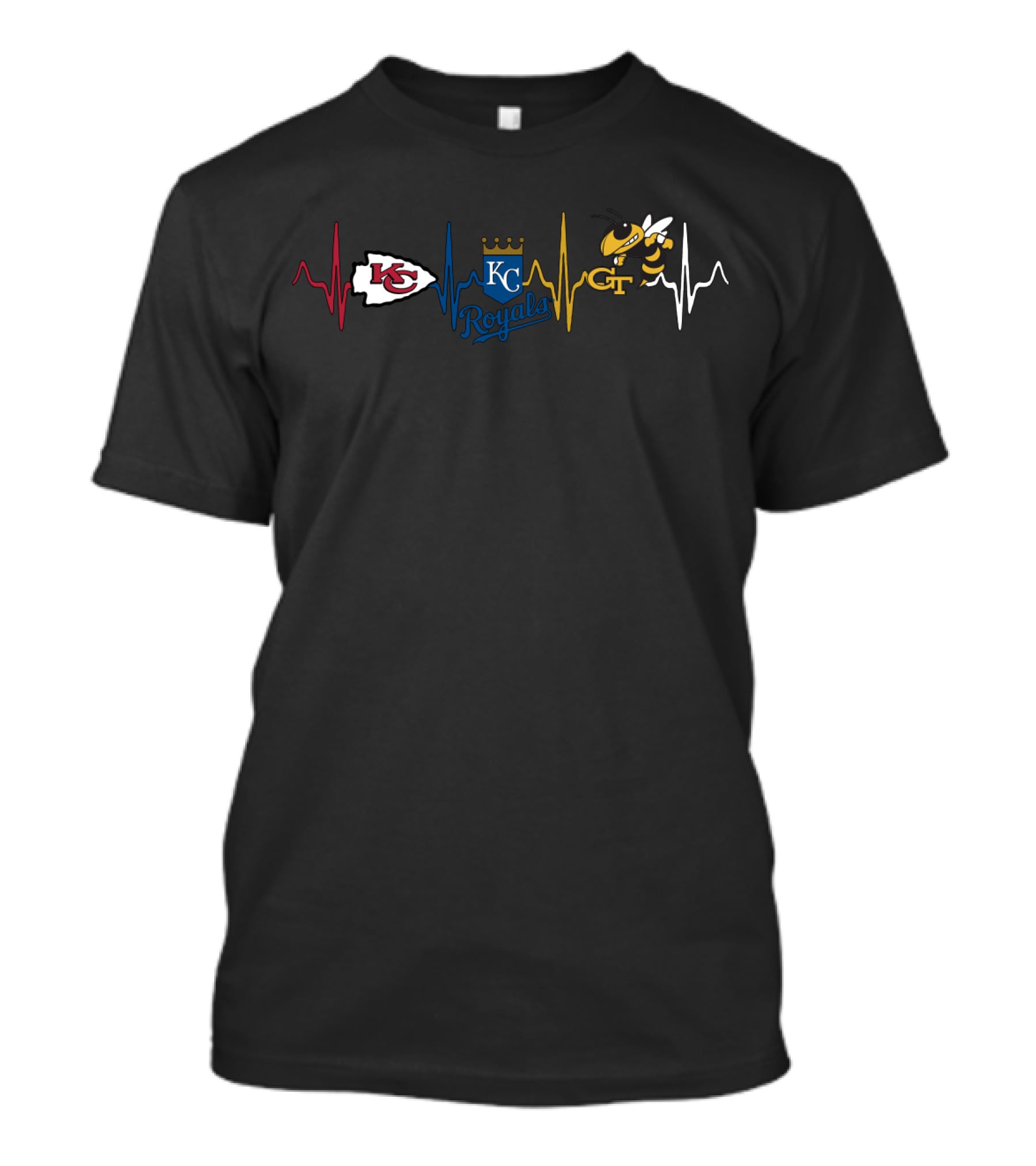 Kansas City Chiefs Royals Georgia Tech Heartbeat T-Shirt