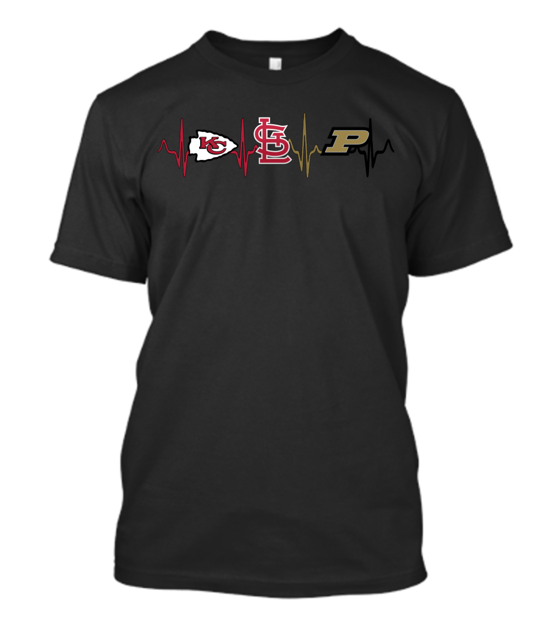 Kansas City Chiefs St. Louis Cardinals Purdue Boilermakers Heartbeat T-Shirt