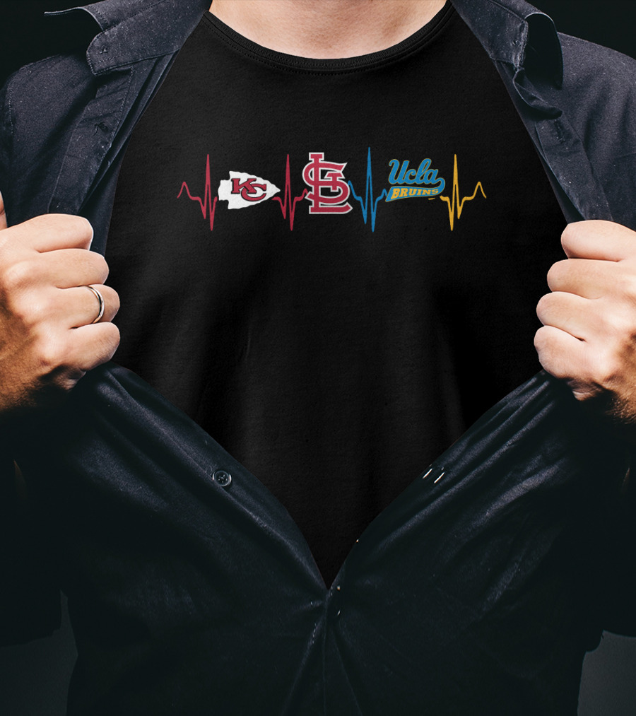 Kansas City Chiefs St. Louis Cardinals Ucla Bruins Heartbeat T-Shirt