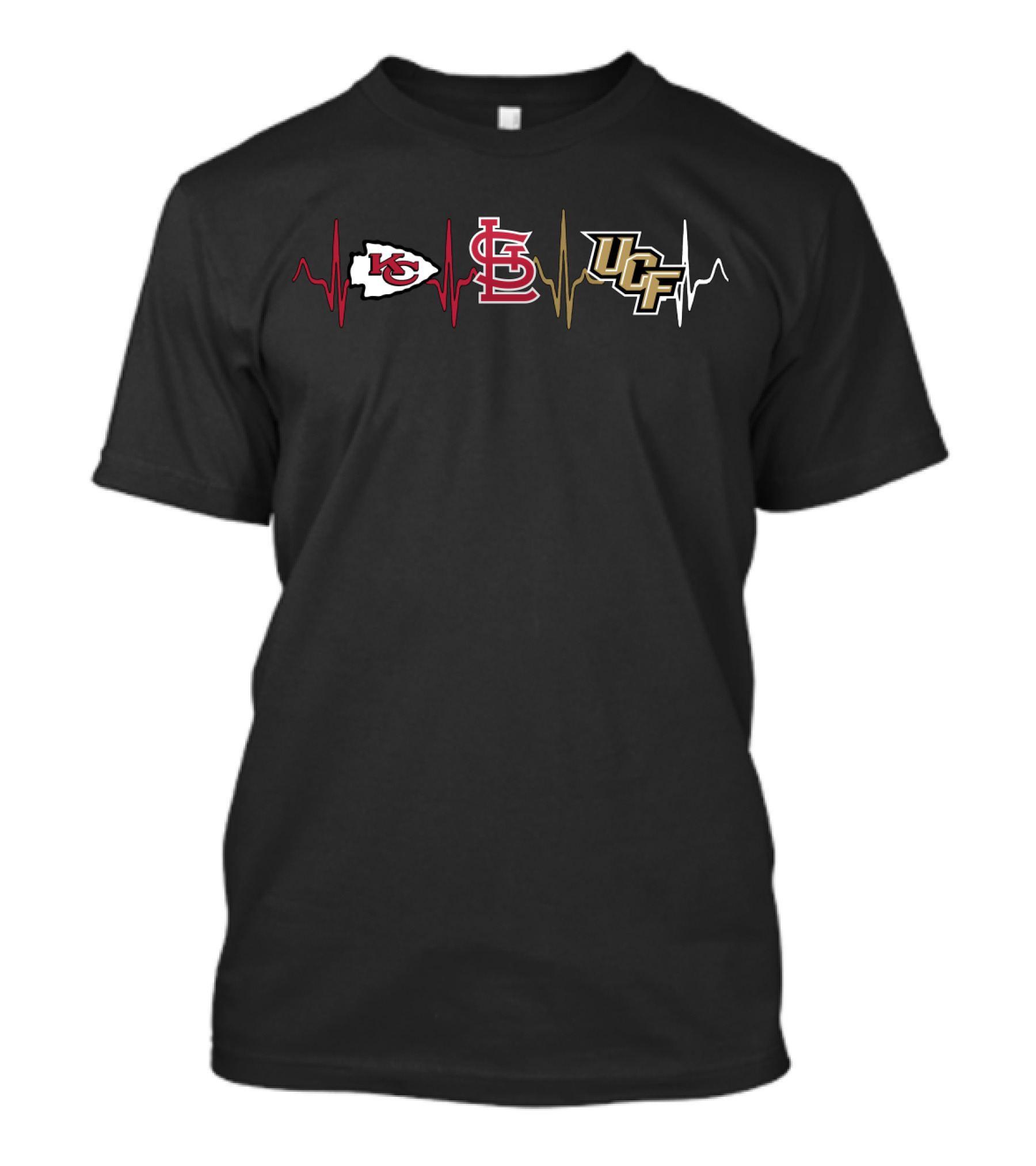 Kansas City Chiefs St. Louis Cardinals Ucf Knights Heartbeat T-Shirt