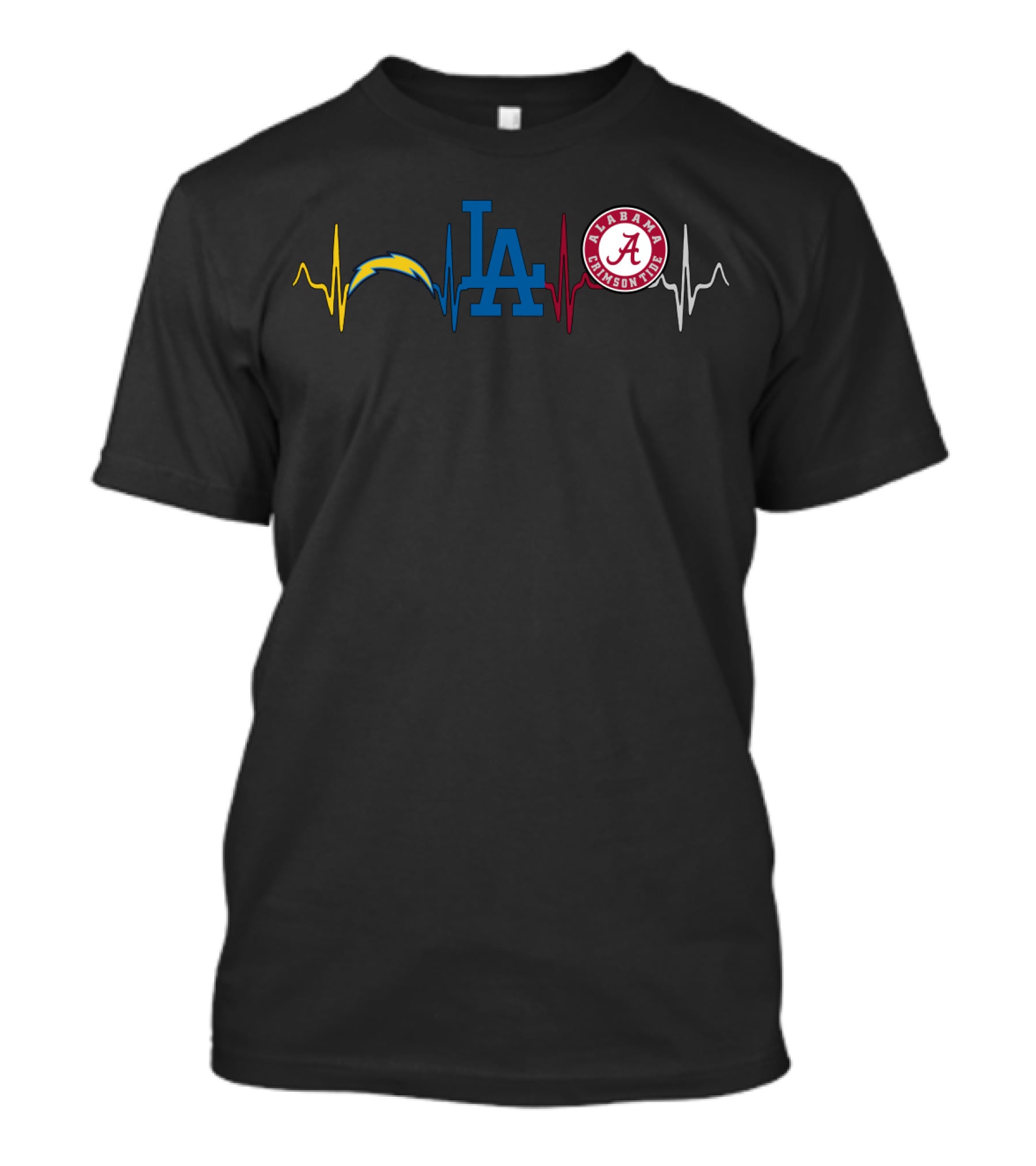 Los Angeles Chargers La Dodgers Alabama Crimson Tide Heartbeat T-Shirt