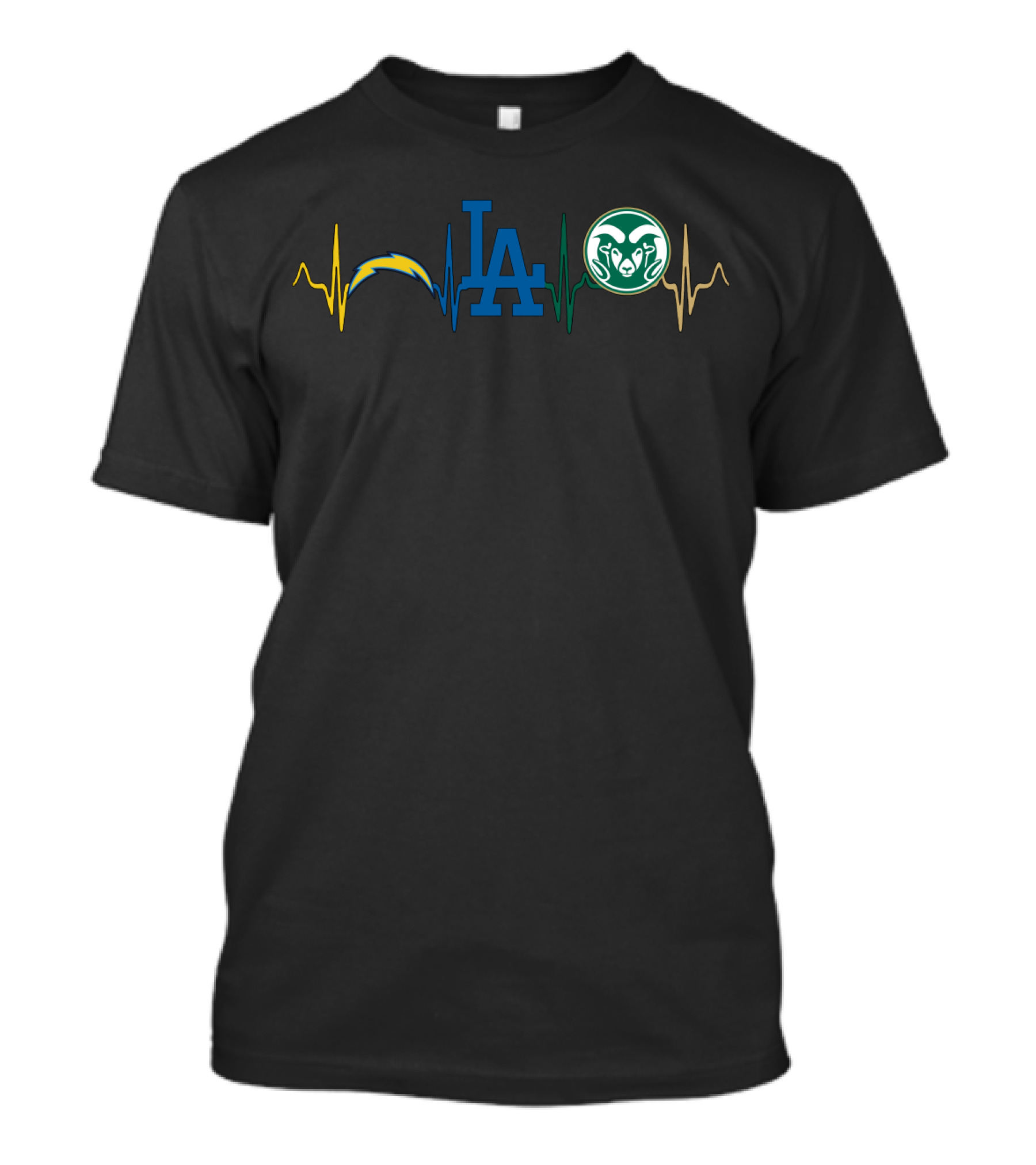 Love Chargers Dodgers Rams Heartbeat T-Shirt