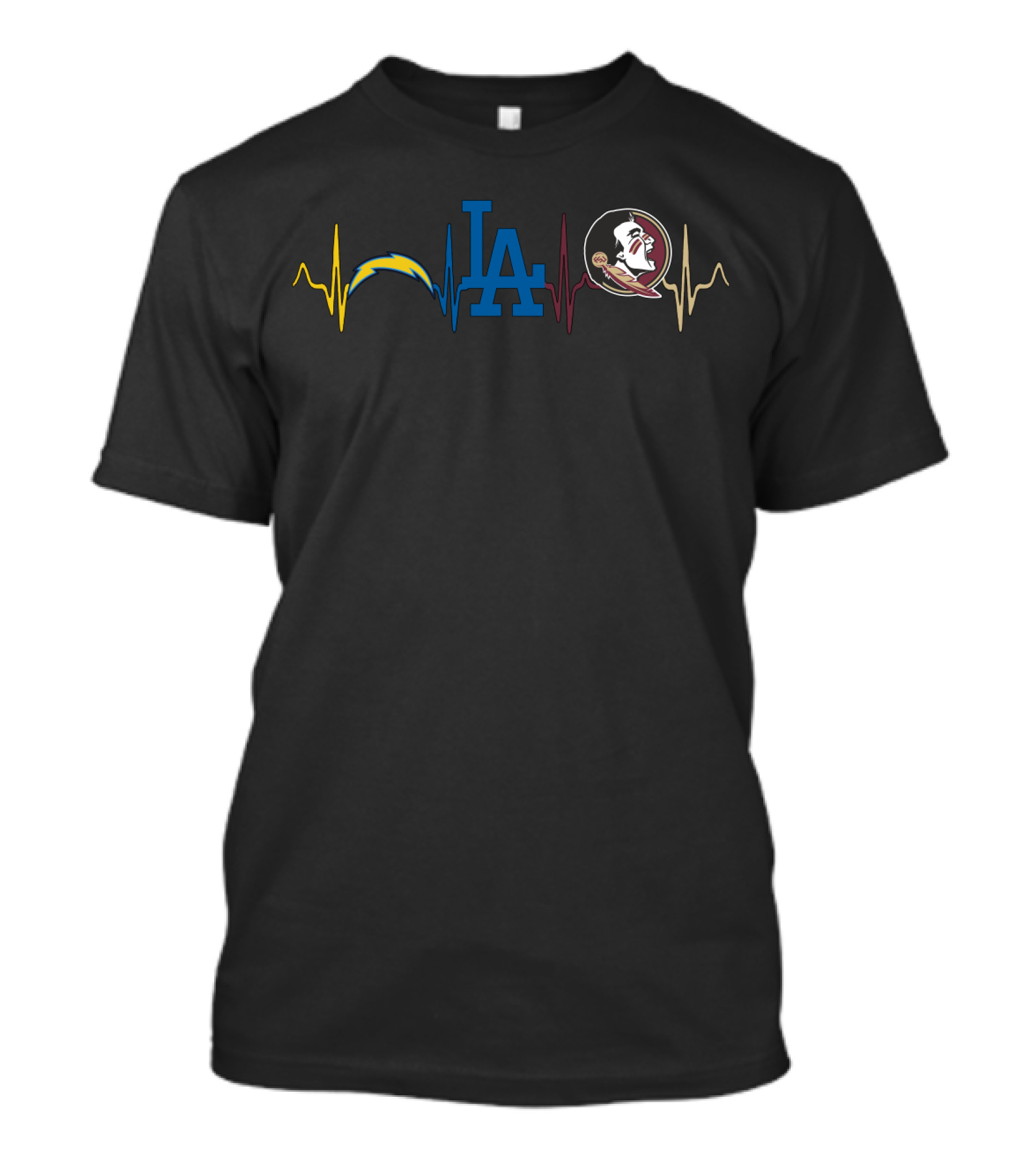 Love Chargers Dodgers Fss Logo Heartbeat T-Shirt