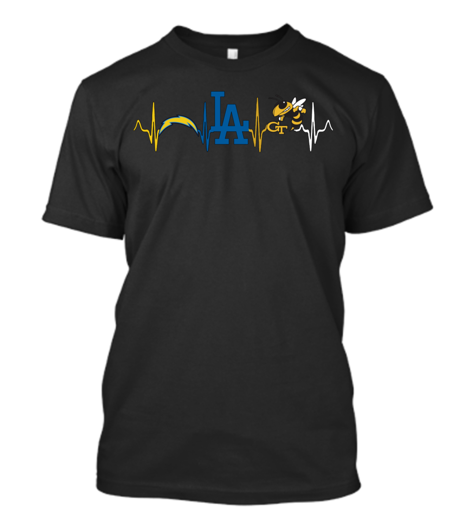 Love Chargers Dodgers Gt Buzz Gyj Heartbeat T-Shirt