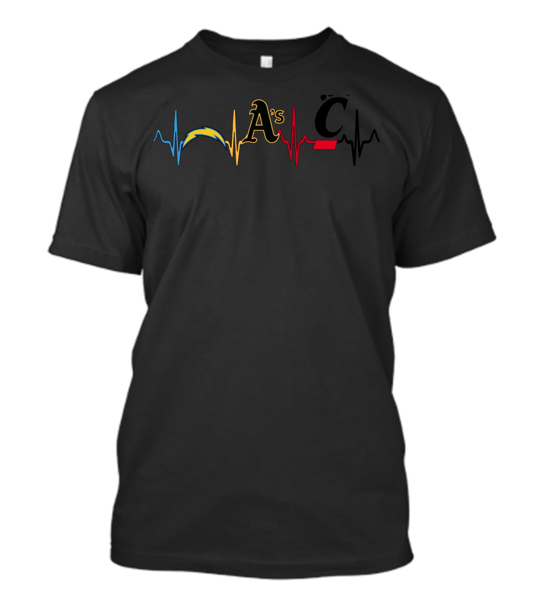 Love Chargers Athletics A's Cb Heartbeat T-Shirt