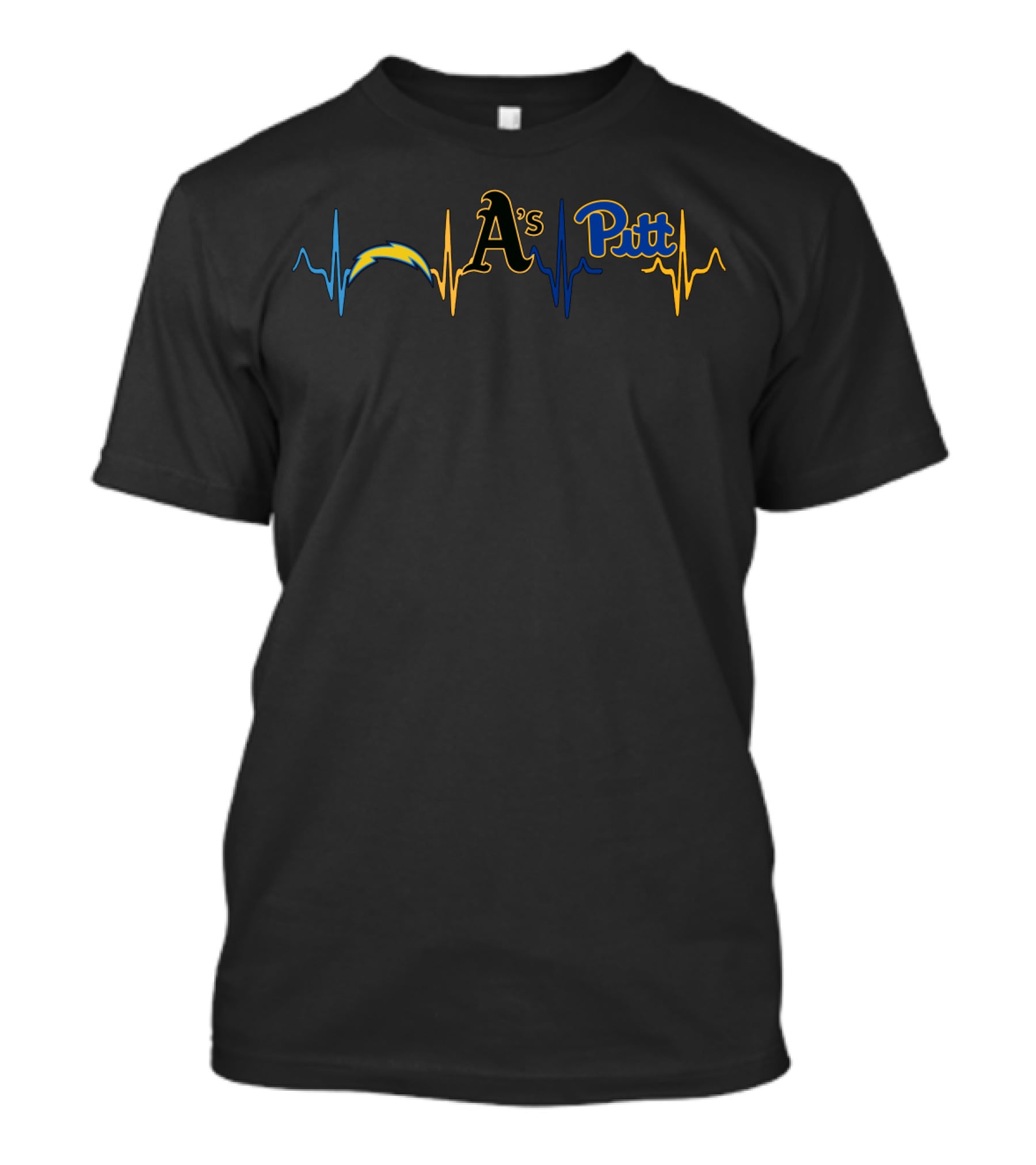 Love Chargers A's Pitt Heartbeat T-Shirt