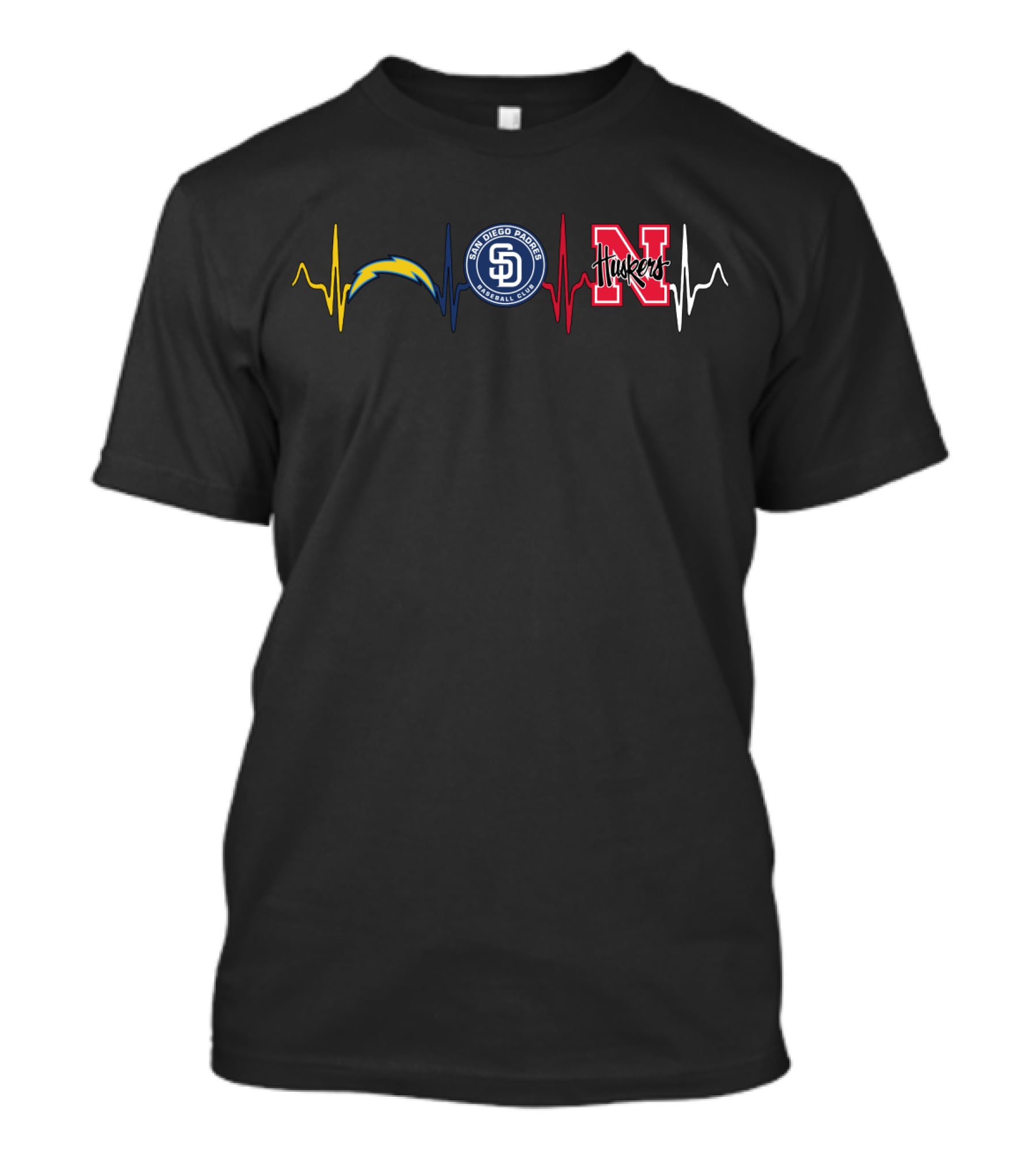 Love Chargers Padres Huskers Nc Heartbeat T-Shirt