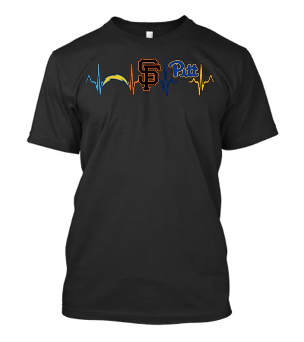 Love Chargers Giants Pitt Heartbeat T-Shirt