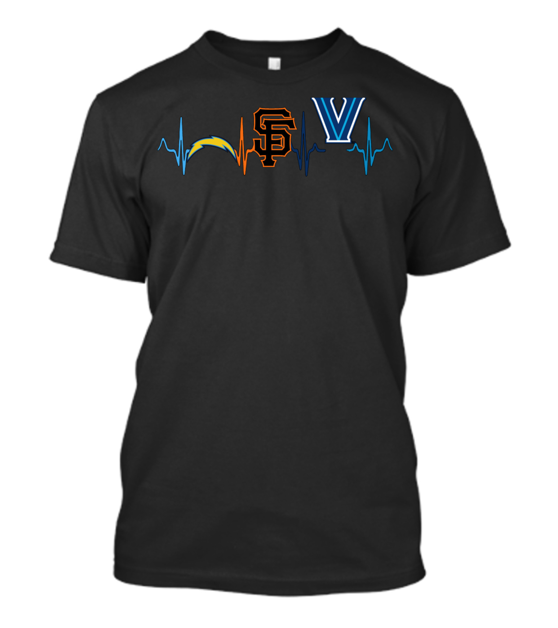 Chargers San Francisco Giants Villanova Heartbeat T-Shirt