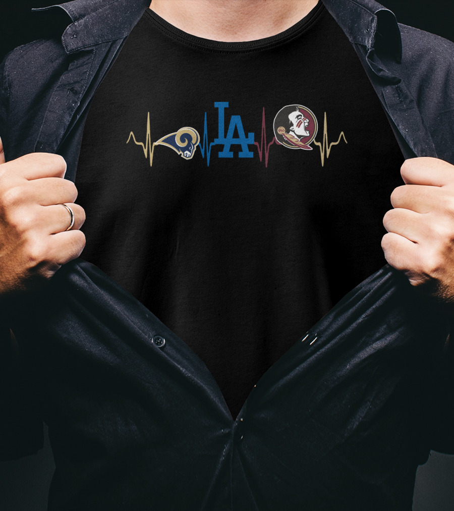 Love Rams Dodgers Seminoles Fss Heartbeat Passion T-Shirt
