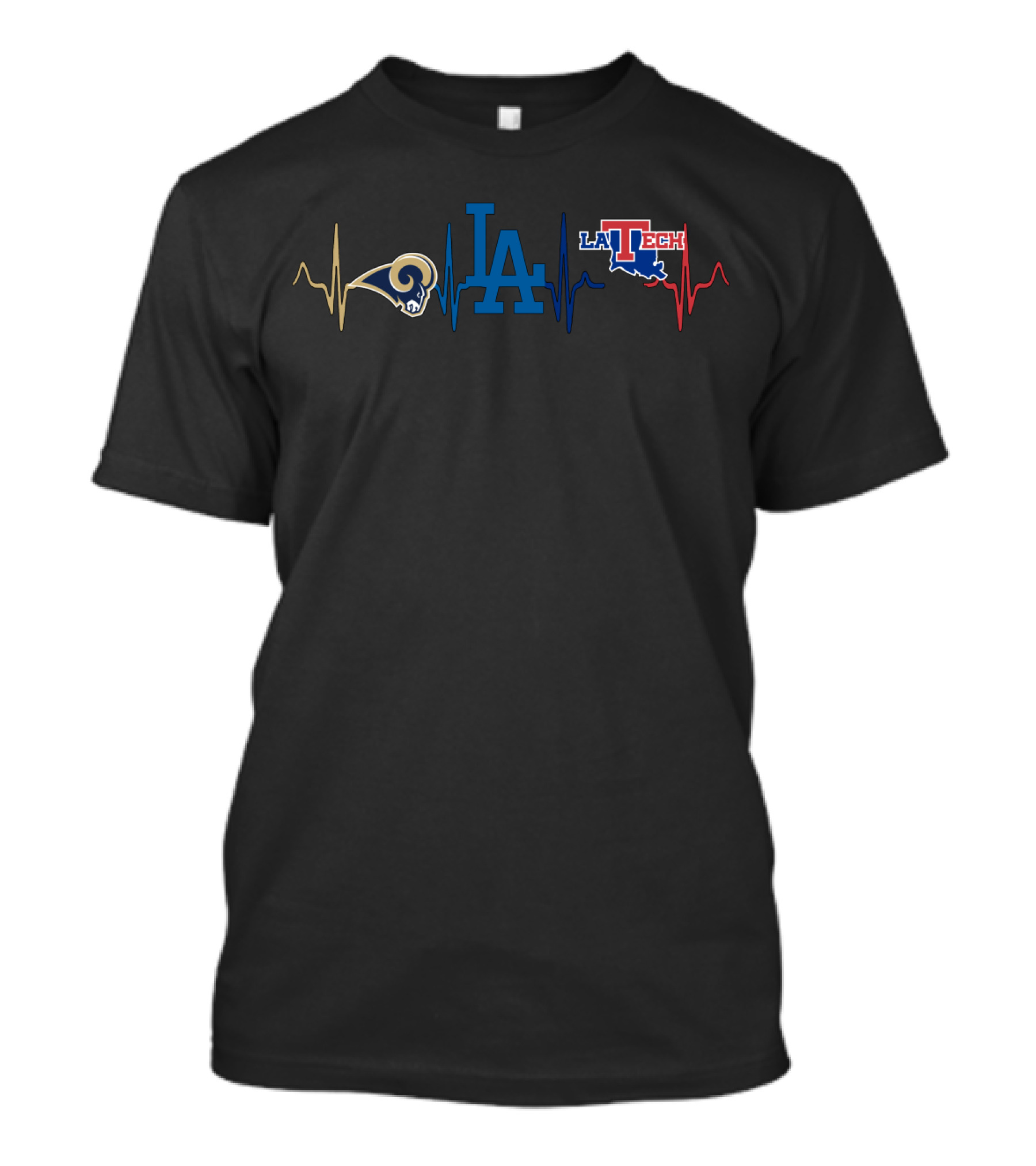 Love Rams Dodgers La Tech Heartbeat Ltb T-Shirt