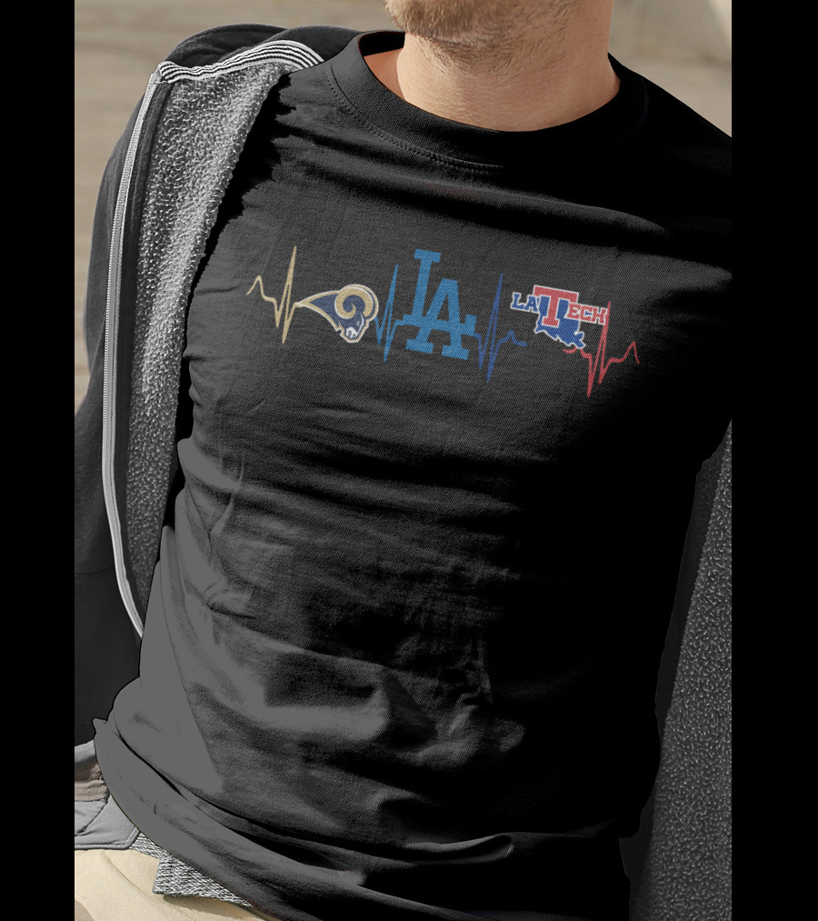 Love Rams Dodgers La Tech Heartbeat Ltb T-Shirt