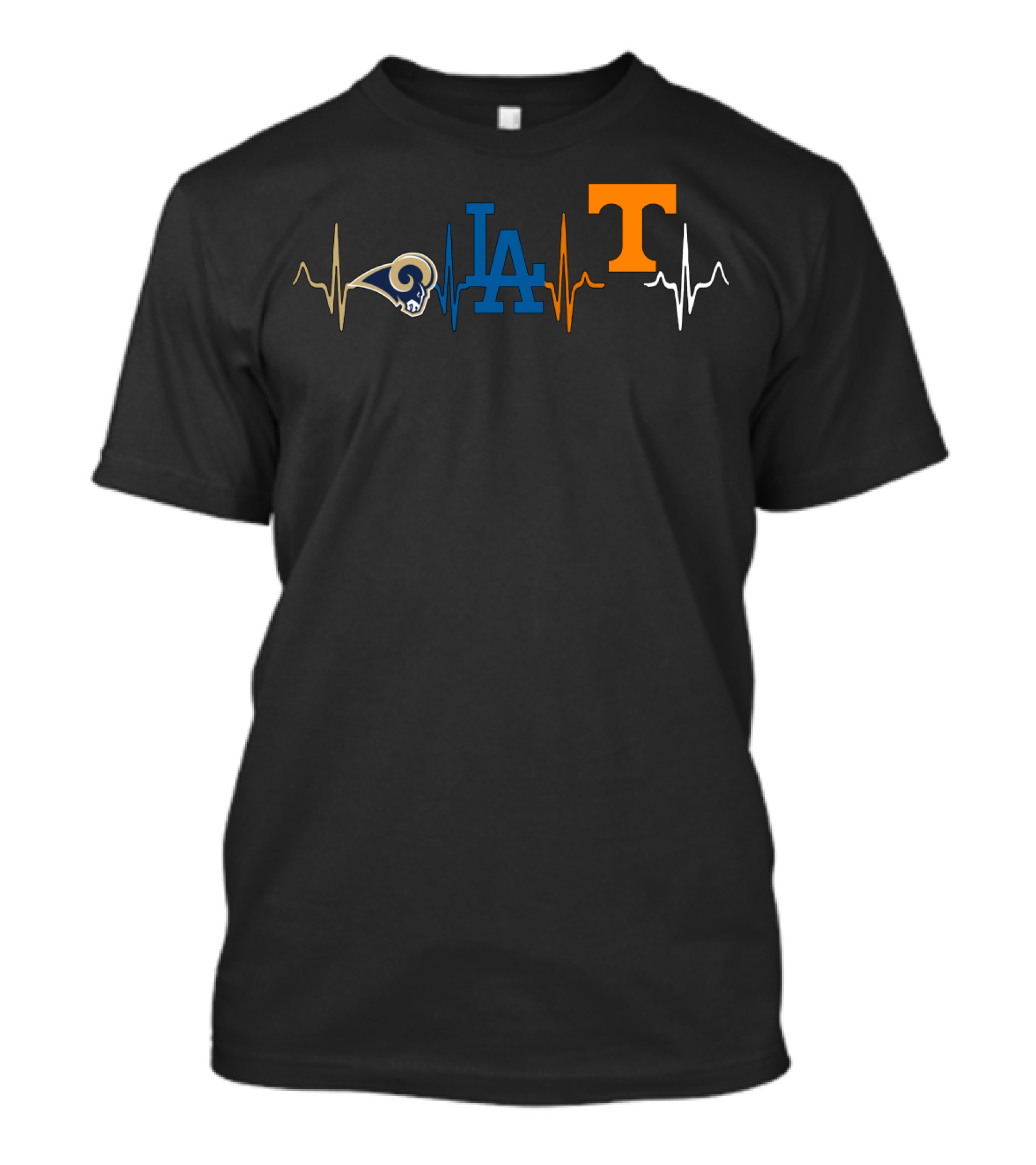 Love Rams La Dodgers Tennessee Volunteers Heartbeat T-Shirt