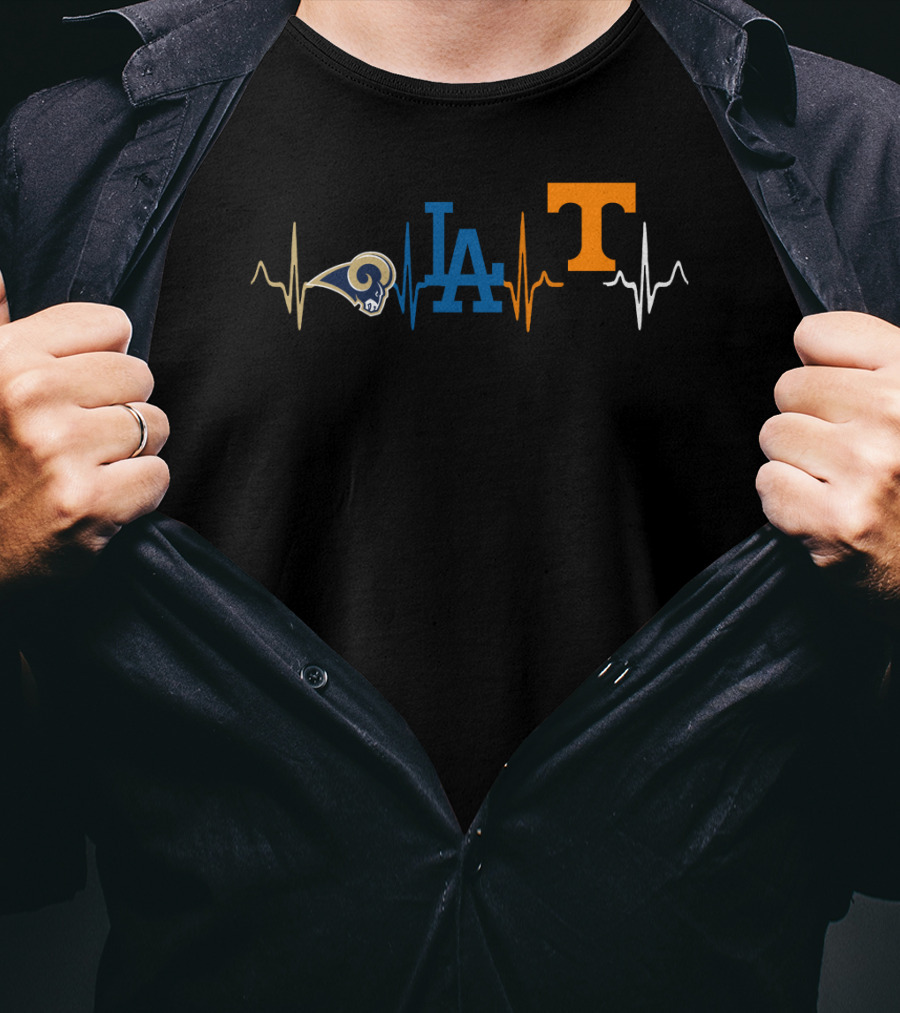 Love Rams La Dodgers Tennessee Volunteers Heartbeat T-Shirt