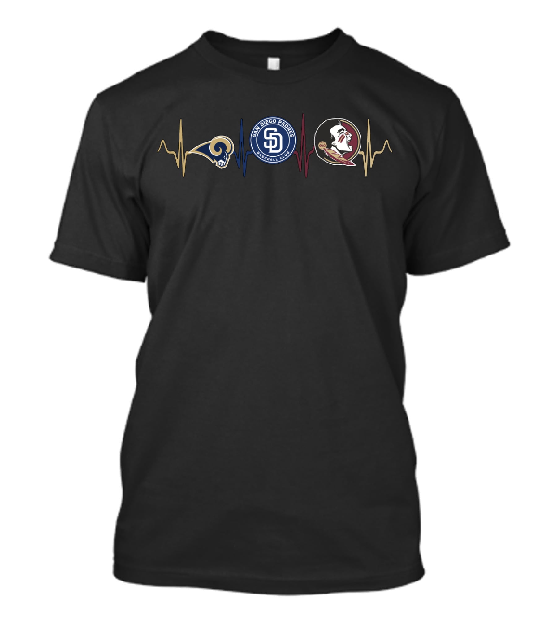 Rams San Diego Padres Florida State Seminoles Heartbeat T-Shirt