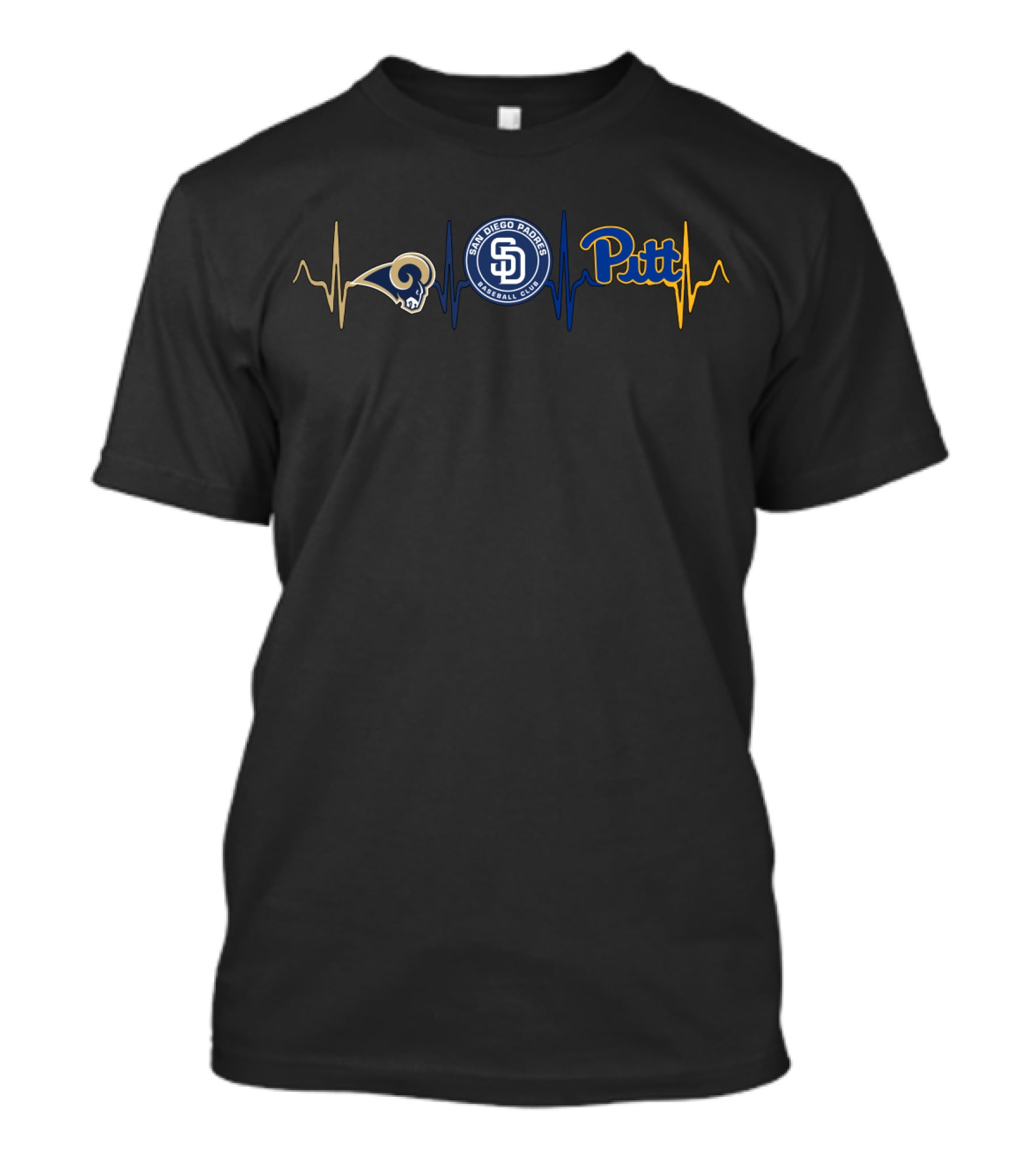 Rams Padres Pitt Heartbeat T-Shirt