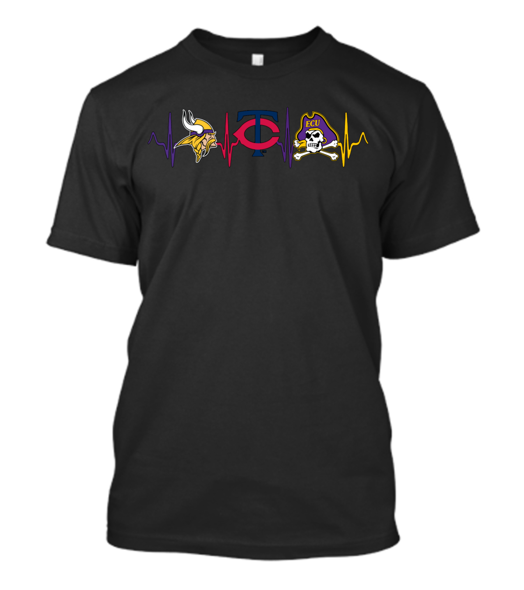 Love Vikings With Minnesota Twins And Ecu Pirates T-Shirt