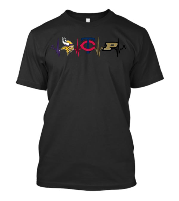 Vikings Twins Purdue Heartbeat T-Shirt