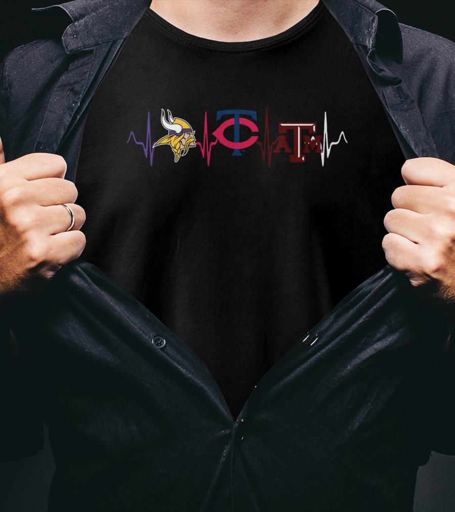 Minnesota Vikings Twins Taa Heartbeat T-Shirt