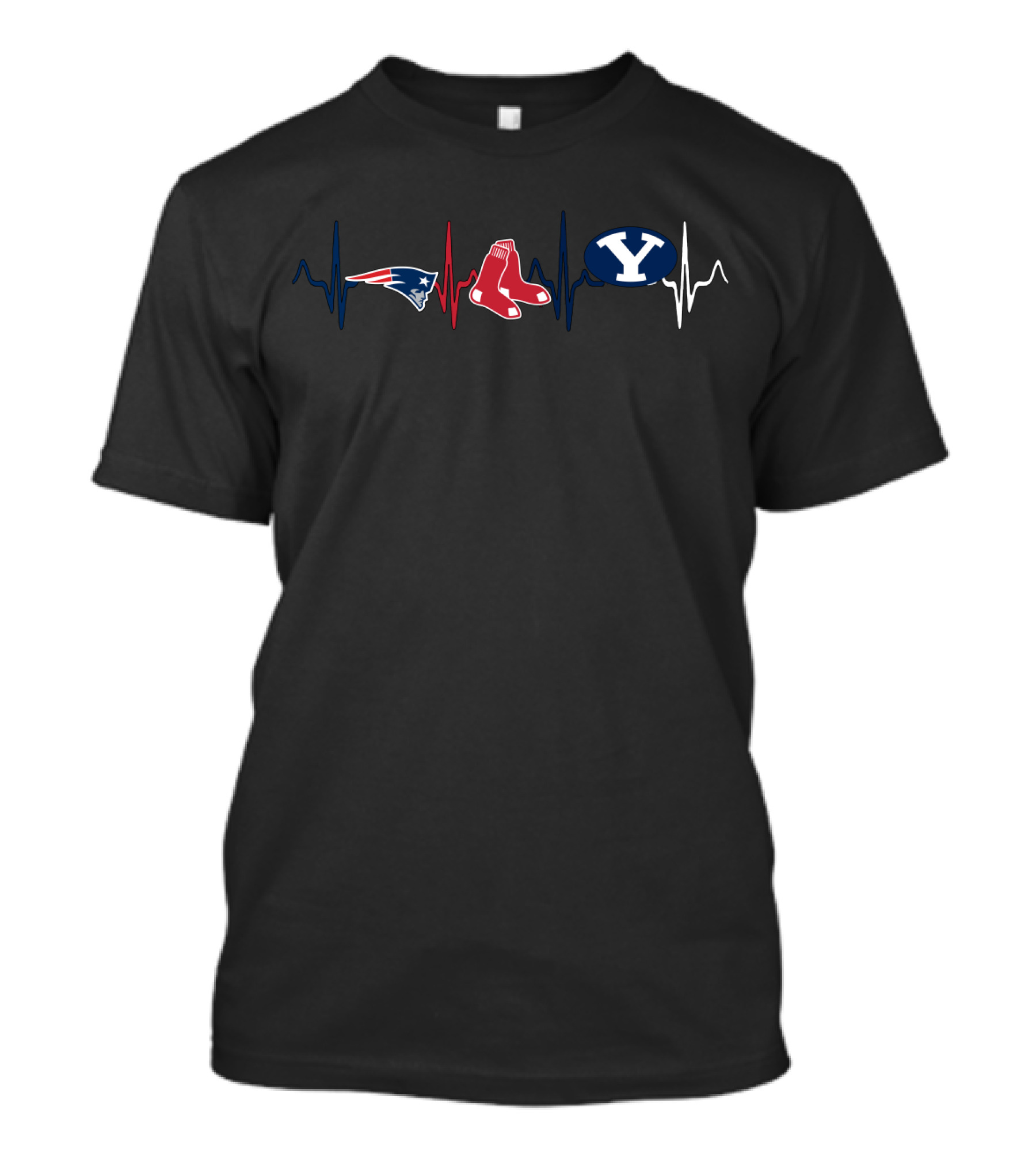 Patriots Red Sox Byu Heartbeat Fan T-Shirt