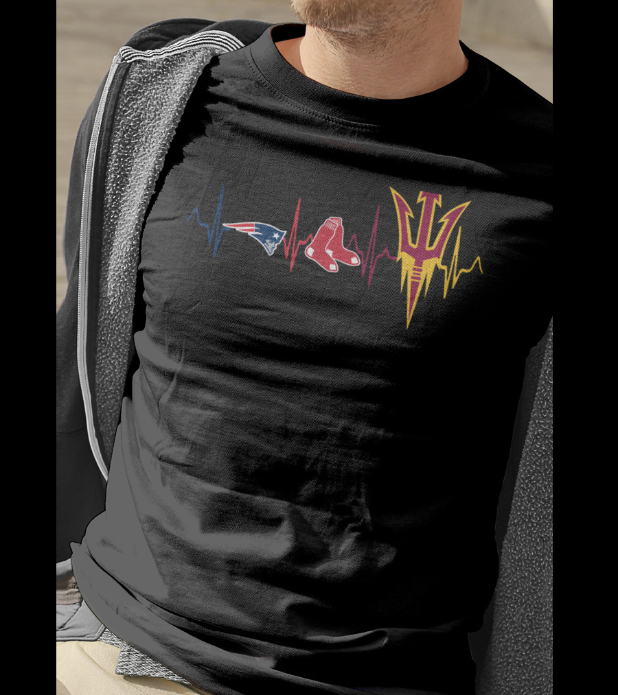 Patriots Red Sox Arizona State Heartbeat Line T-Shirt