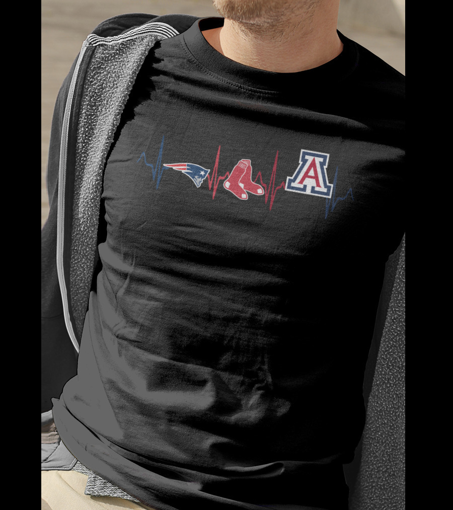 Patriots Red Sox Arizona Wildcats Pulse Heartbeat T-Shirt