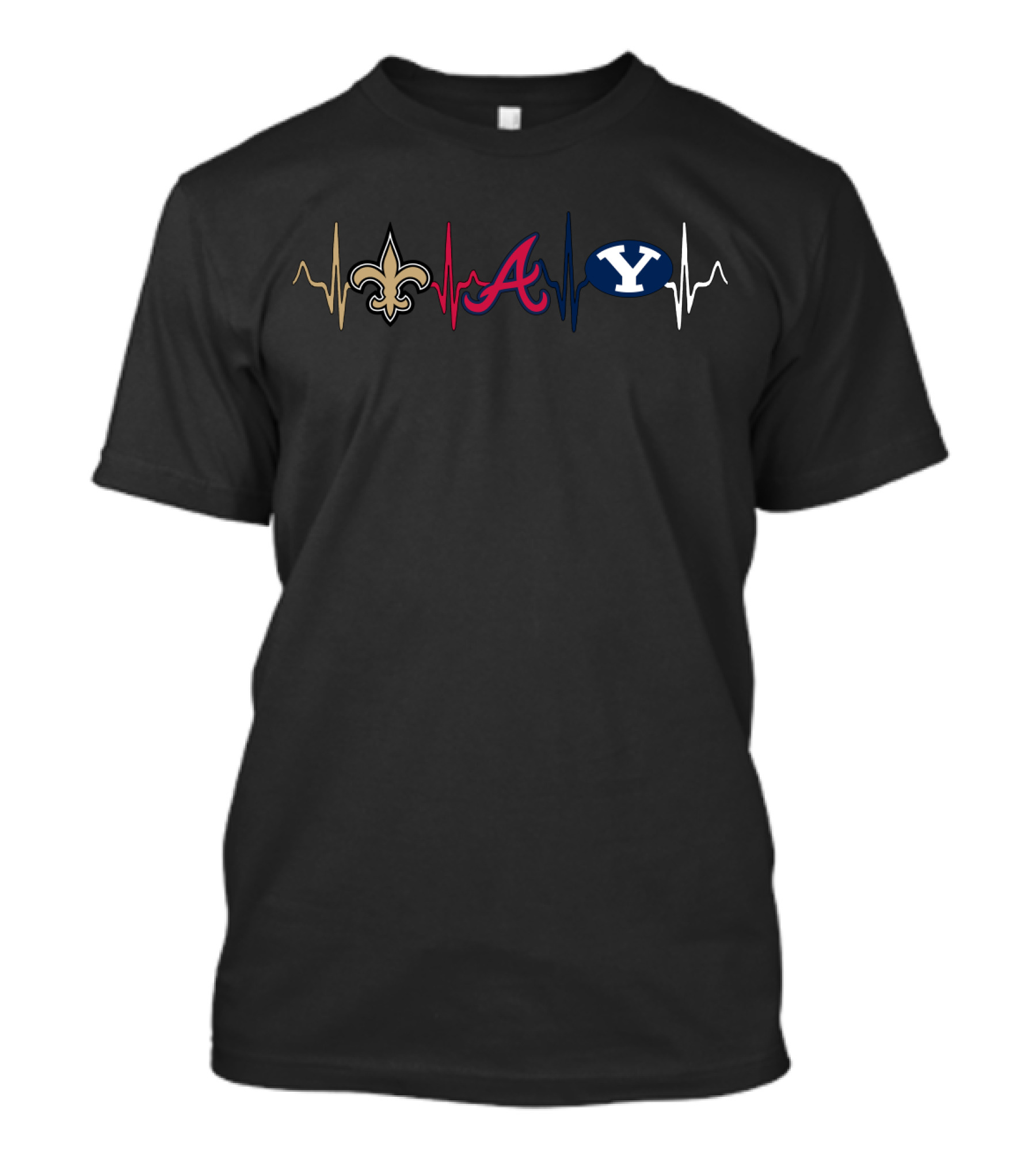 Love Saints Braves Byu Heartbeat T-Shirt