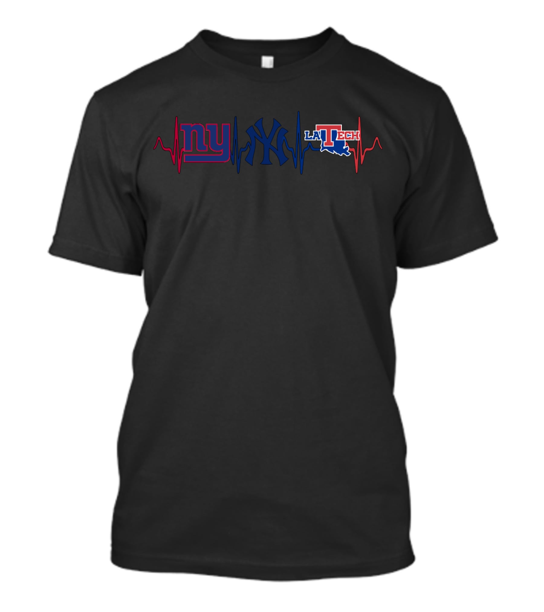 Ny Giants Yankees Louisiana Tech Heartbeat T-Shirt