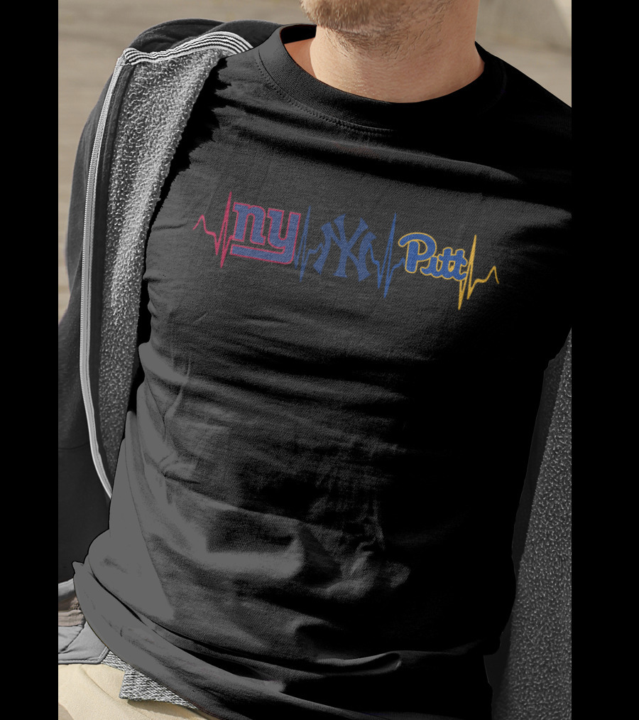 Ny Yankees Giants Pitt Heartbeat T-Shirt