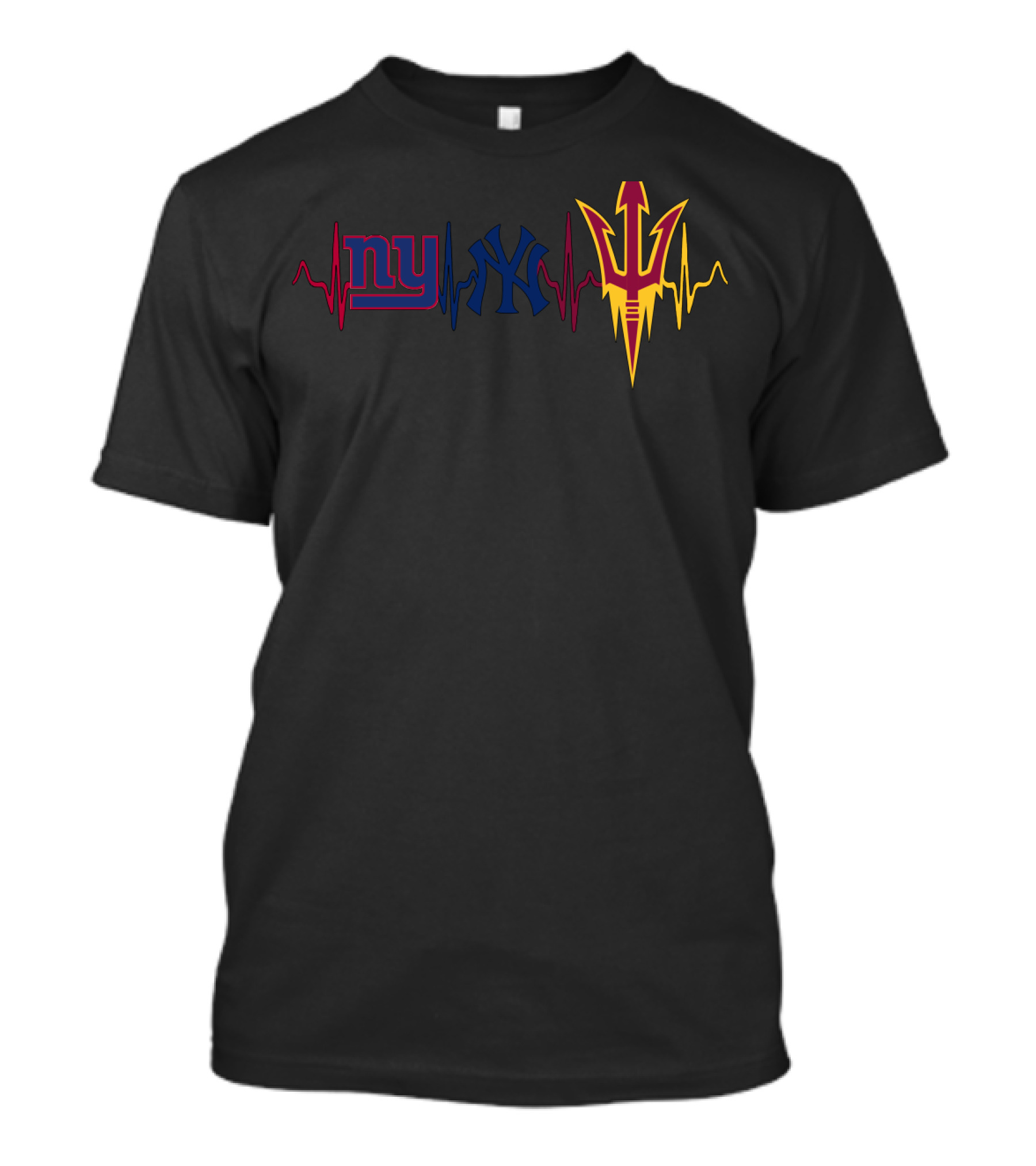 Ny Giants Yankees Arizona State Heartbeat T-Shirt