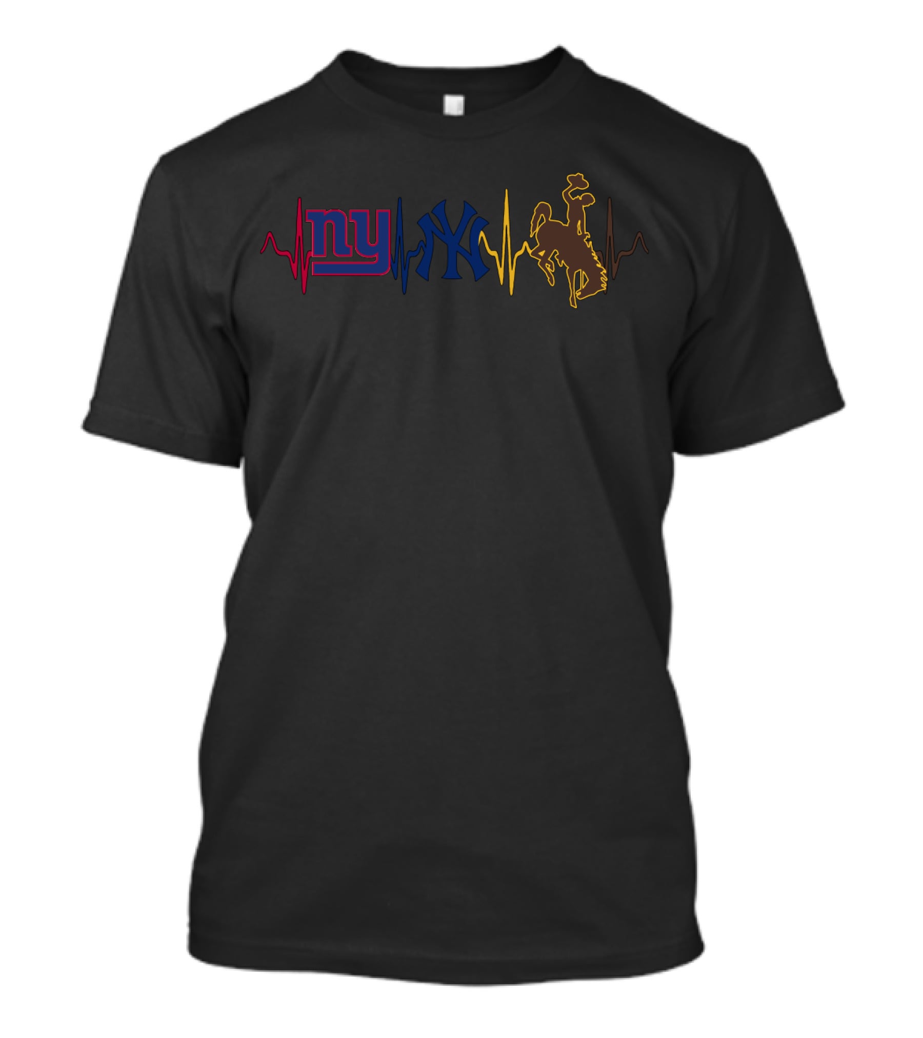 Ny Giants Yankees Cowboy Heartbeat T-Shirt
