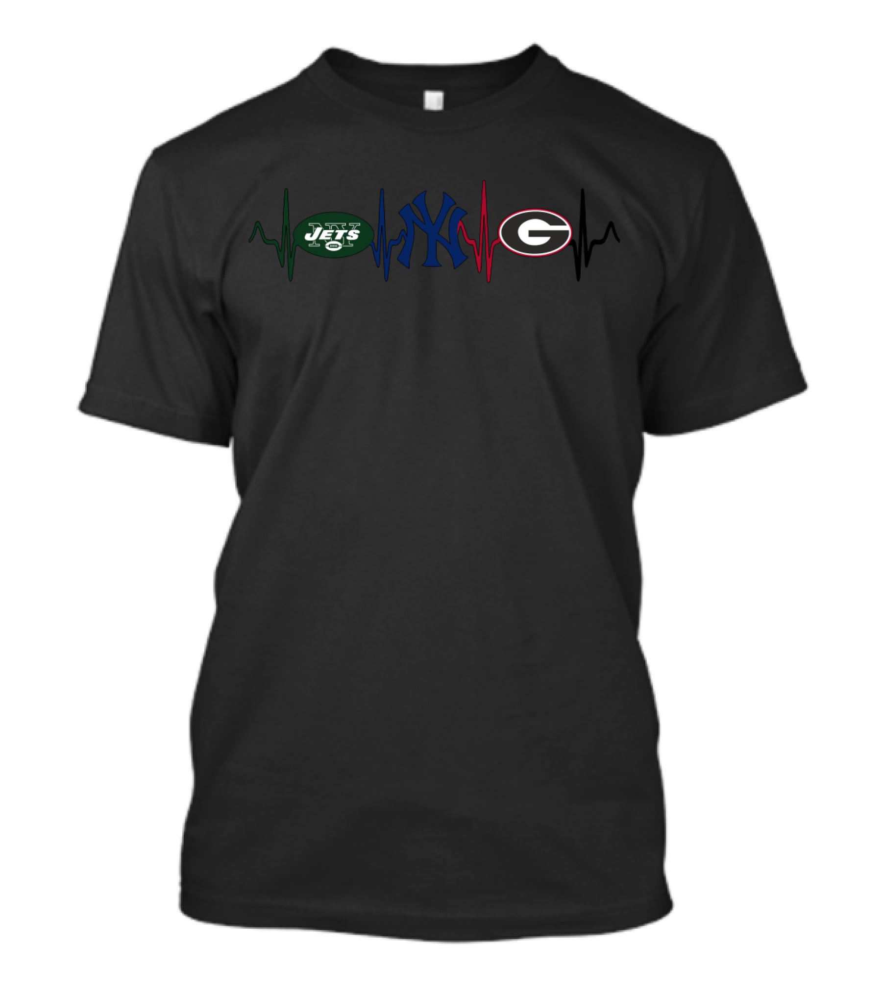 Jets Yankees Georgia Bulldogs Heartbeat T-Shirt