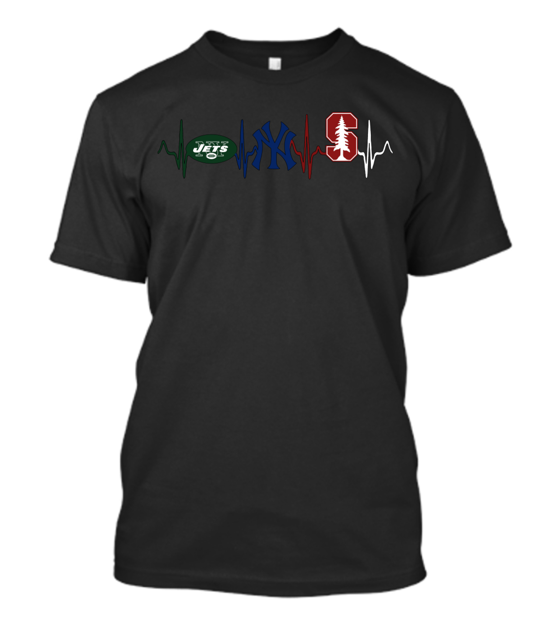 Love Jets Yankees Stanford Heartbeat T-Shirt