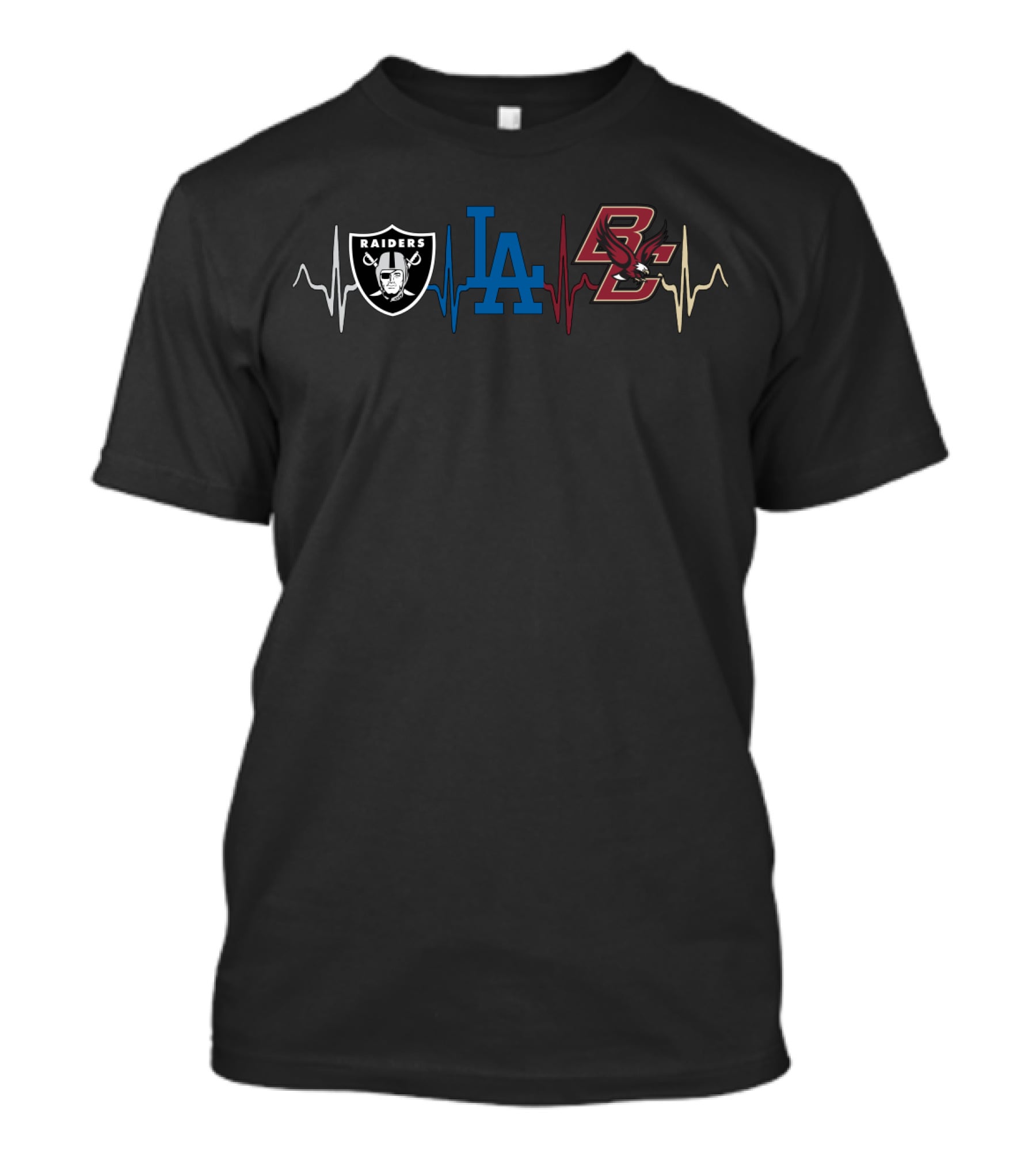 Raiders La Dodgers Boston College Bce Heartbeat T-Shirt