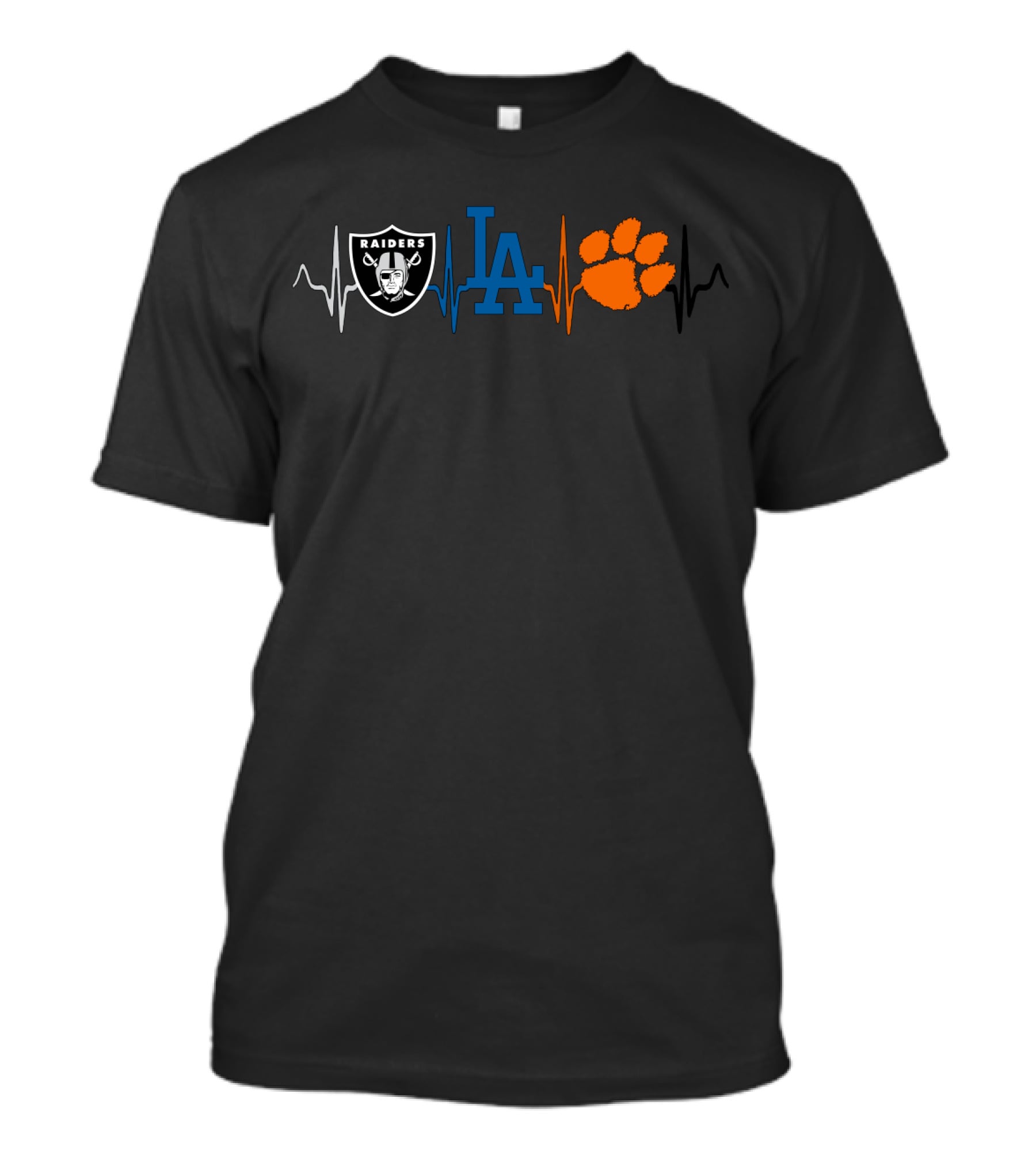 Raiders Dodgers Clemson Heartbeat T-Shirt