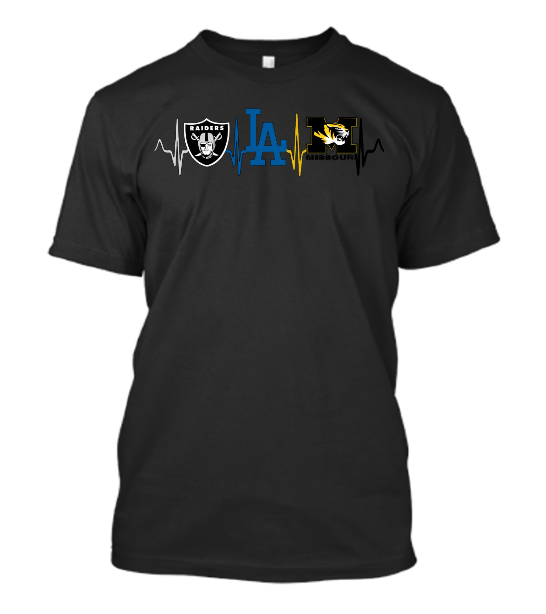 Raiders La Dodgers Missouri Tigers Heartbeat T-Shirt