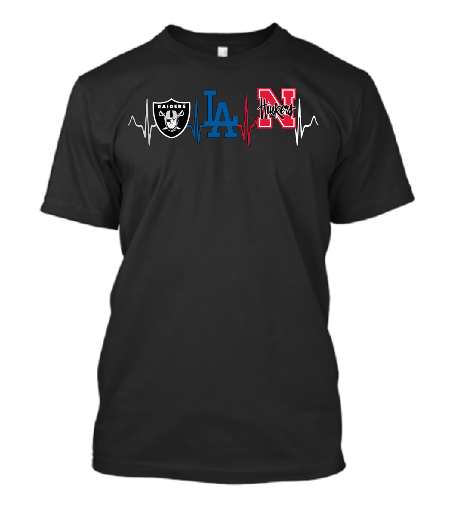 Raiders La Dodgers Huskers Heartbeat T-Shirt