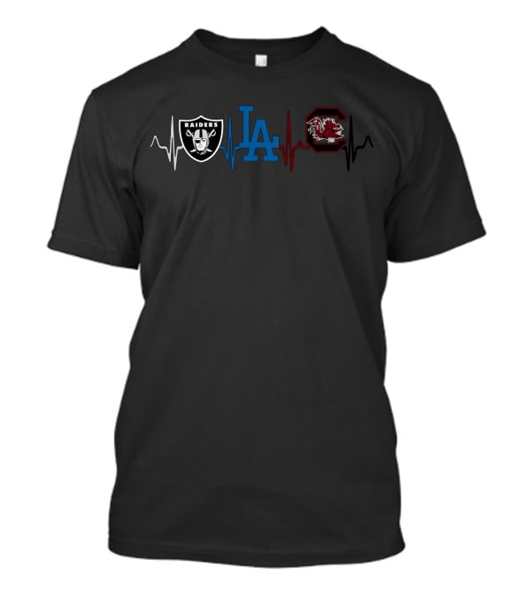 Raiders La Dodgers South Carolina Gamecocks Heartbeat T-Shirt