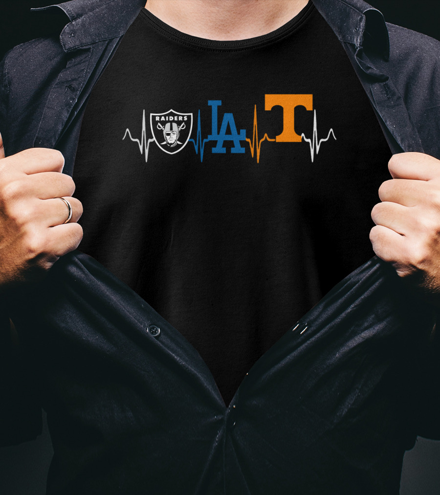 Raiders Dodgers Volunteer Love Heartbeat T-Shirt