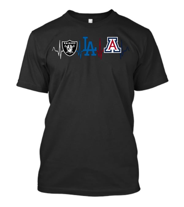 Raiders La Dodgers Arizona Wildcats Heartbeat T-Shirt
