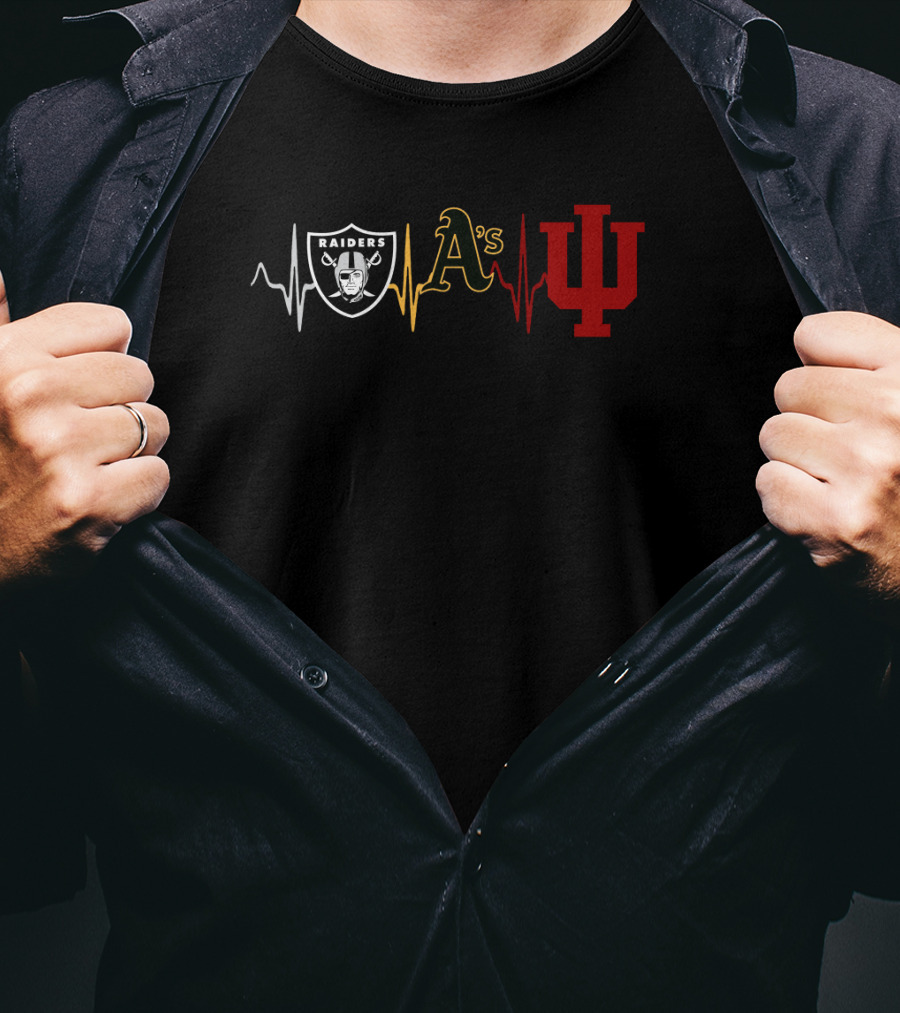 Raiders A's Indiana University Heartbeat T-Shirt