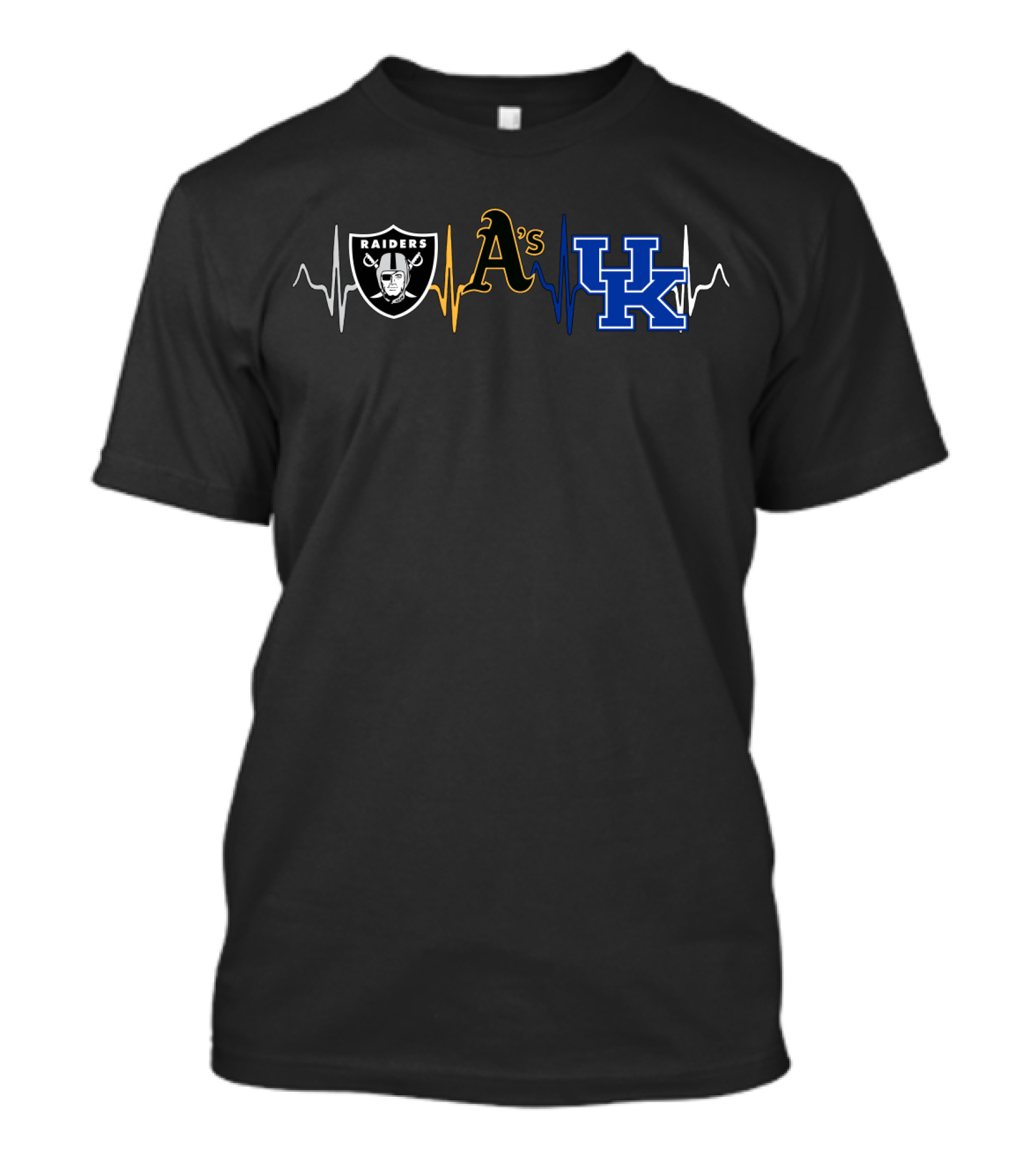 Raiders A's Kentucky Wildcats Love Heartbeat T-Shirt