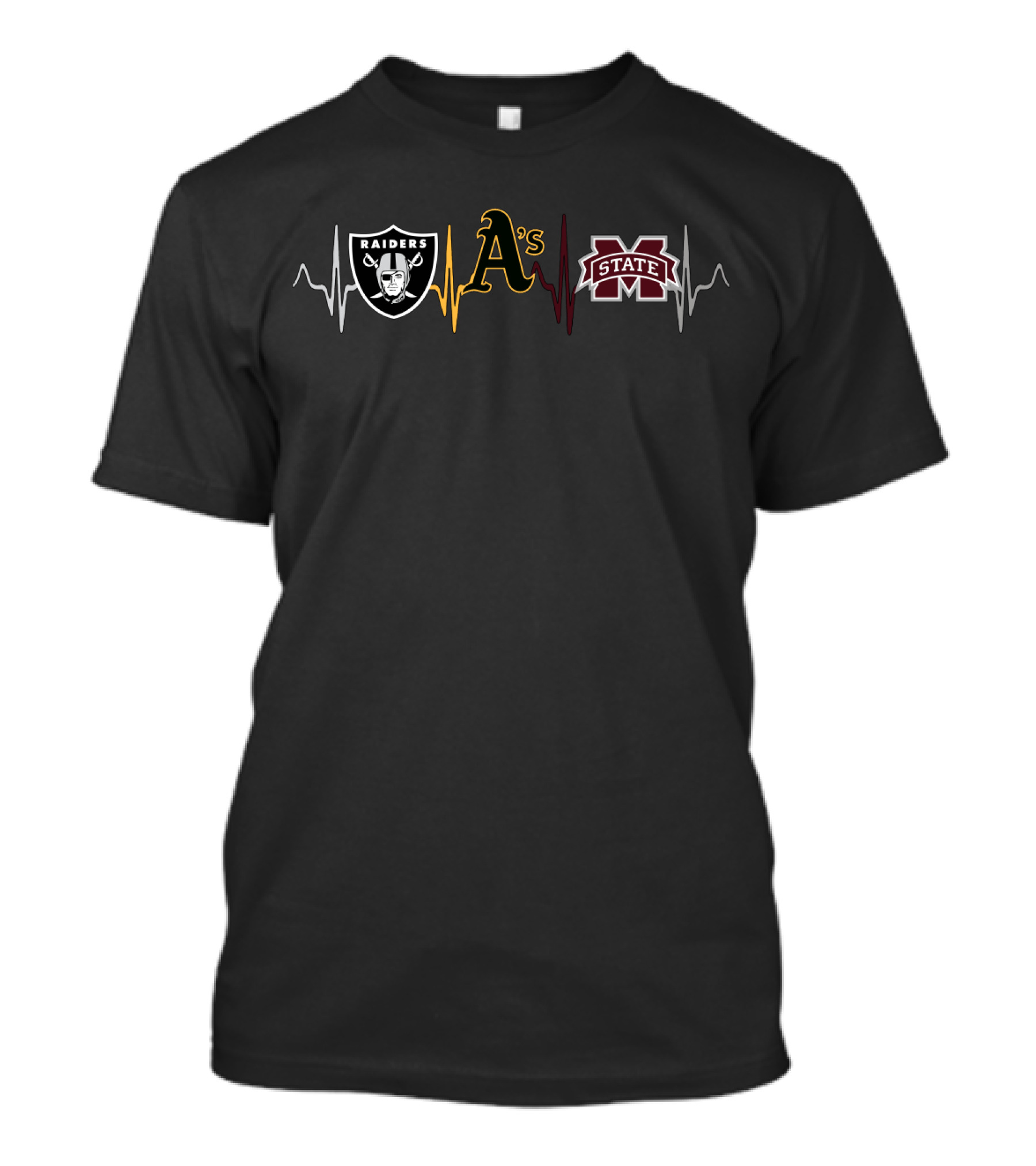 Raiders A's Mississippi State Heartbeat T-Shirt