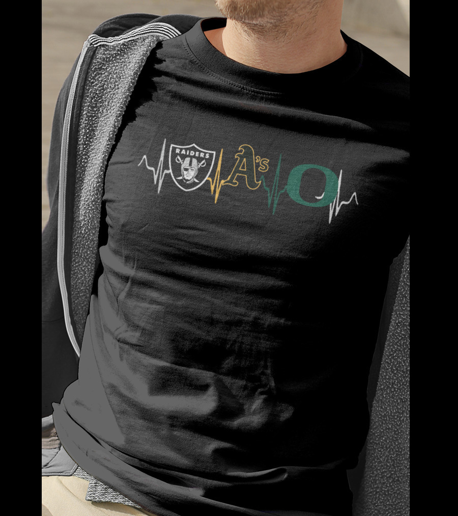 Raiders Athletics Oakland A's Oregon Ducks Heartbeat T-Shirt