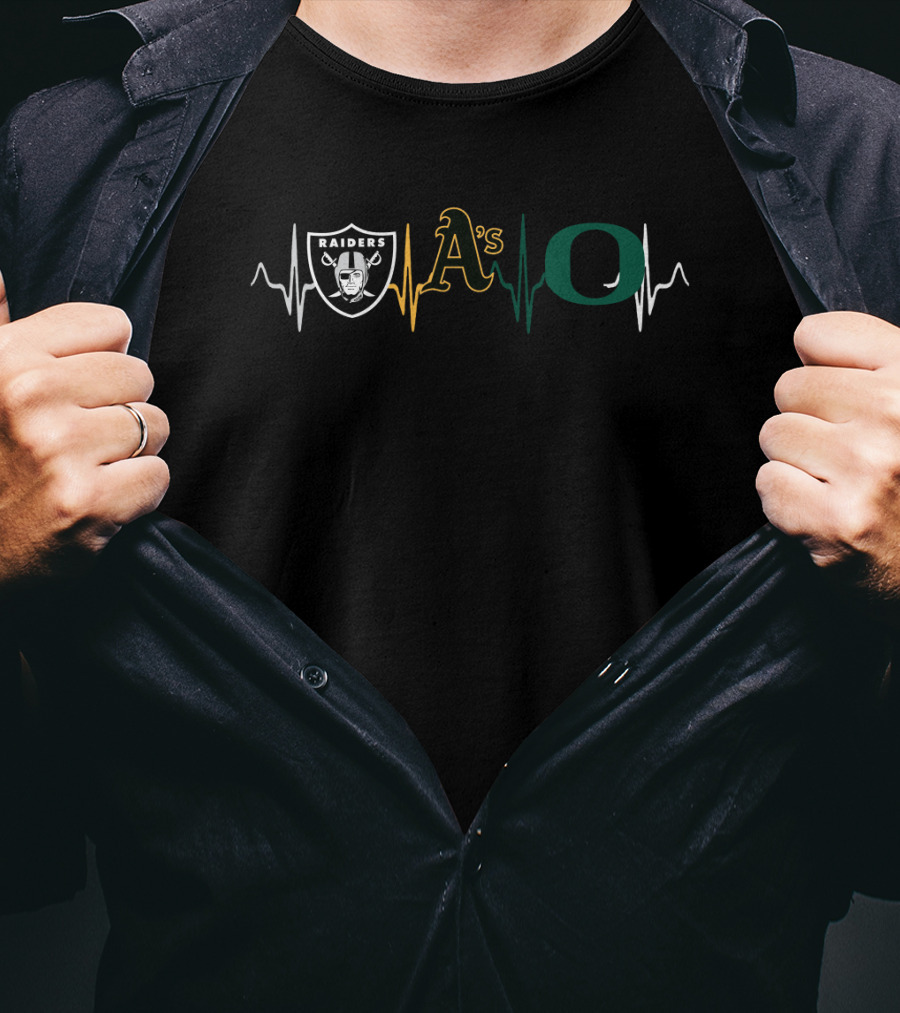 Raiders Athletics Oakland A's Oregon Ducks Heartbeat T-Shirt