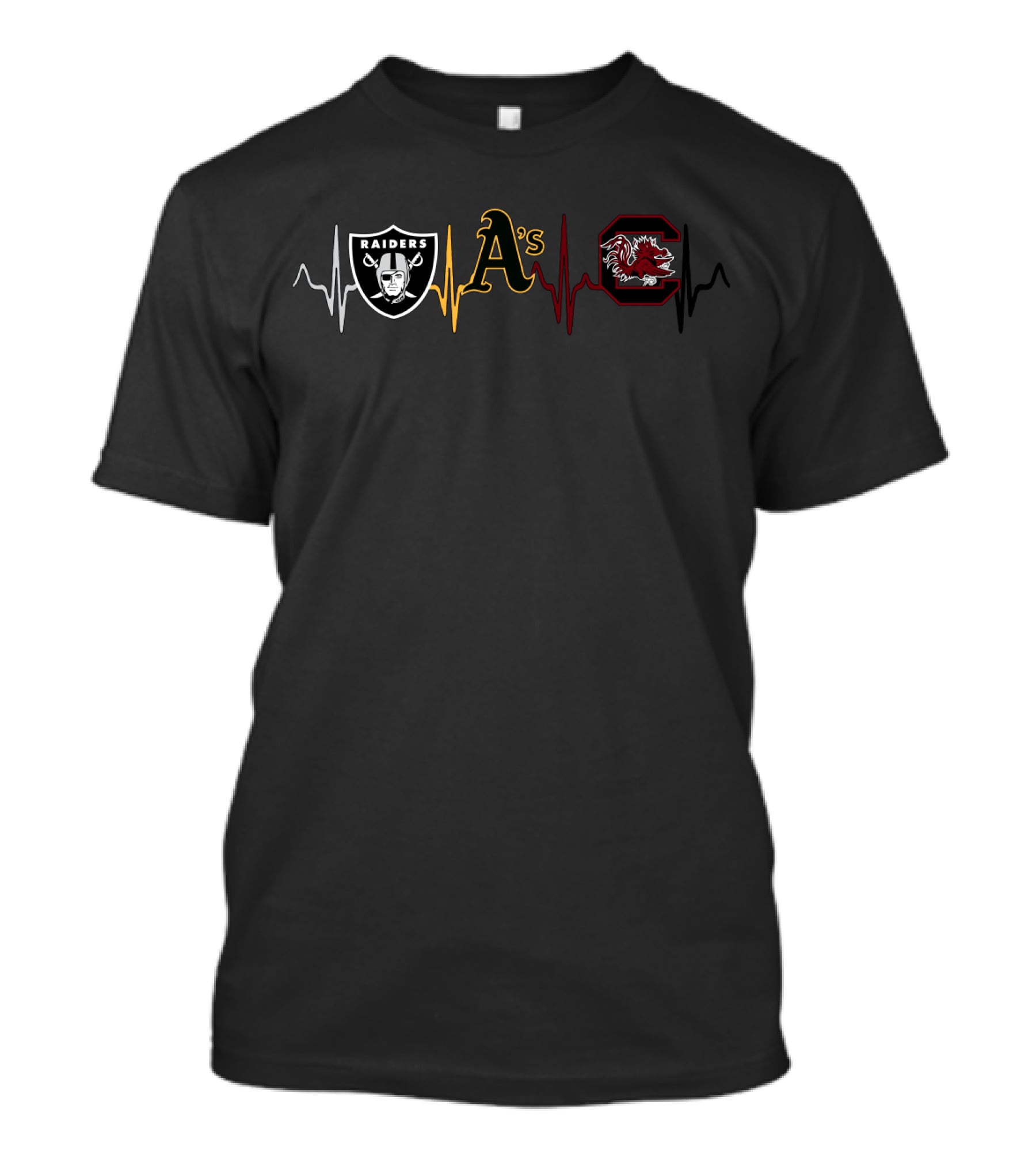 Raiders A's Gamecocks Heartbeat T-Shirt