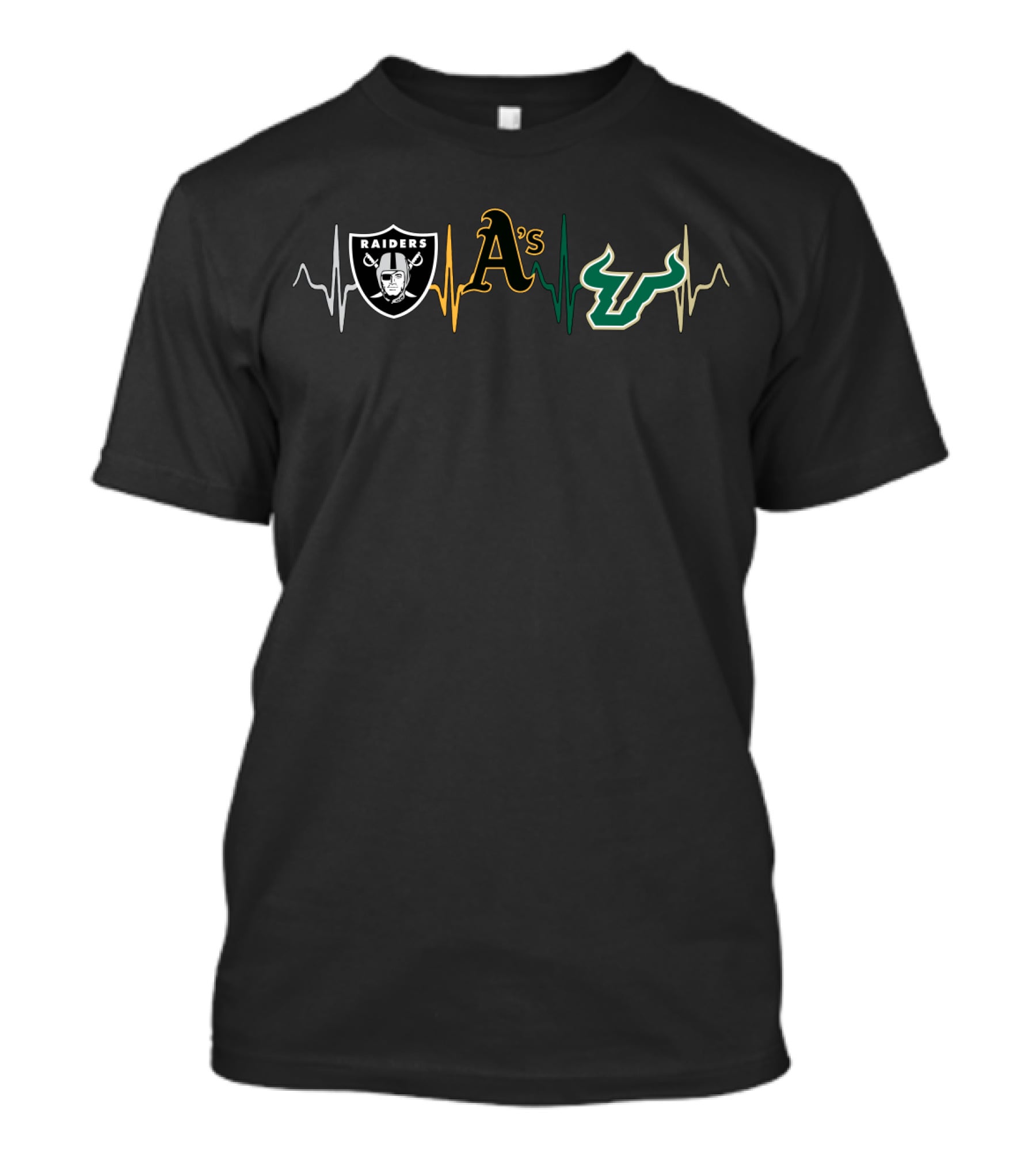 Raiders A's Bulls Heartbeat T-Shirt