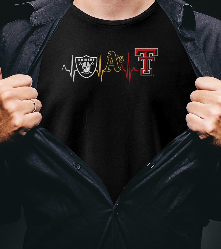Raiders A's Texas Tech Athletics Heartbeat T-Shirt